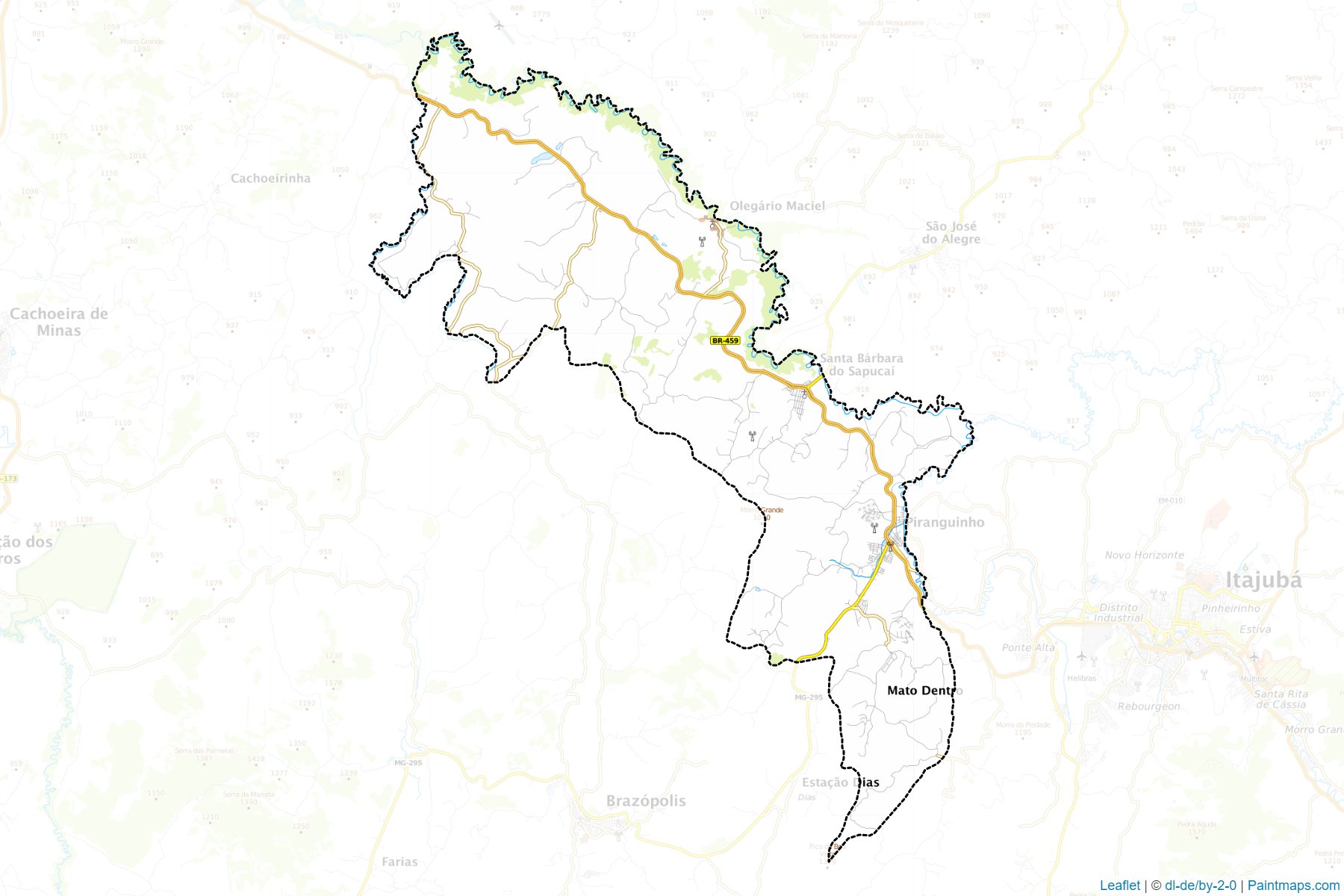 Muestras de recorte de mapas Piranguinho (Minas Gerais)-1