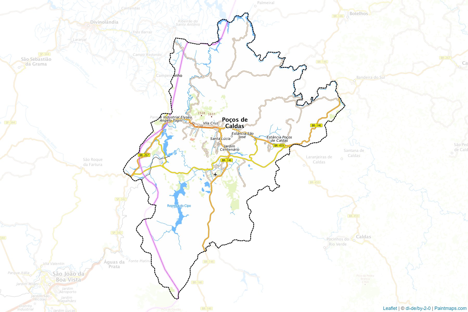 Pocos de Caldas (Minas Gerais) Haritası Örnekleri-1