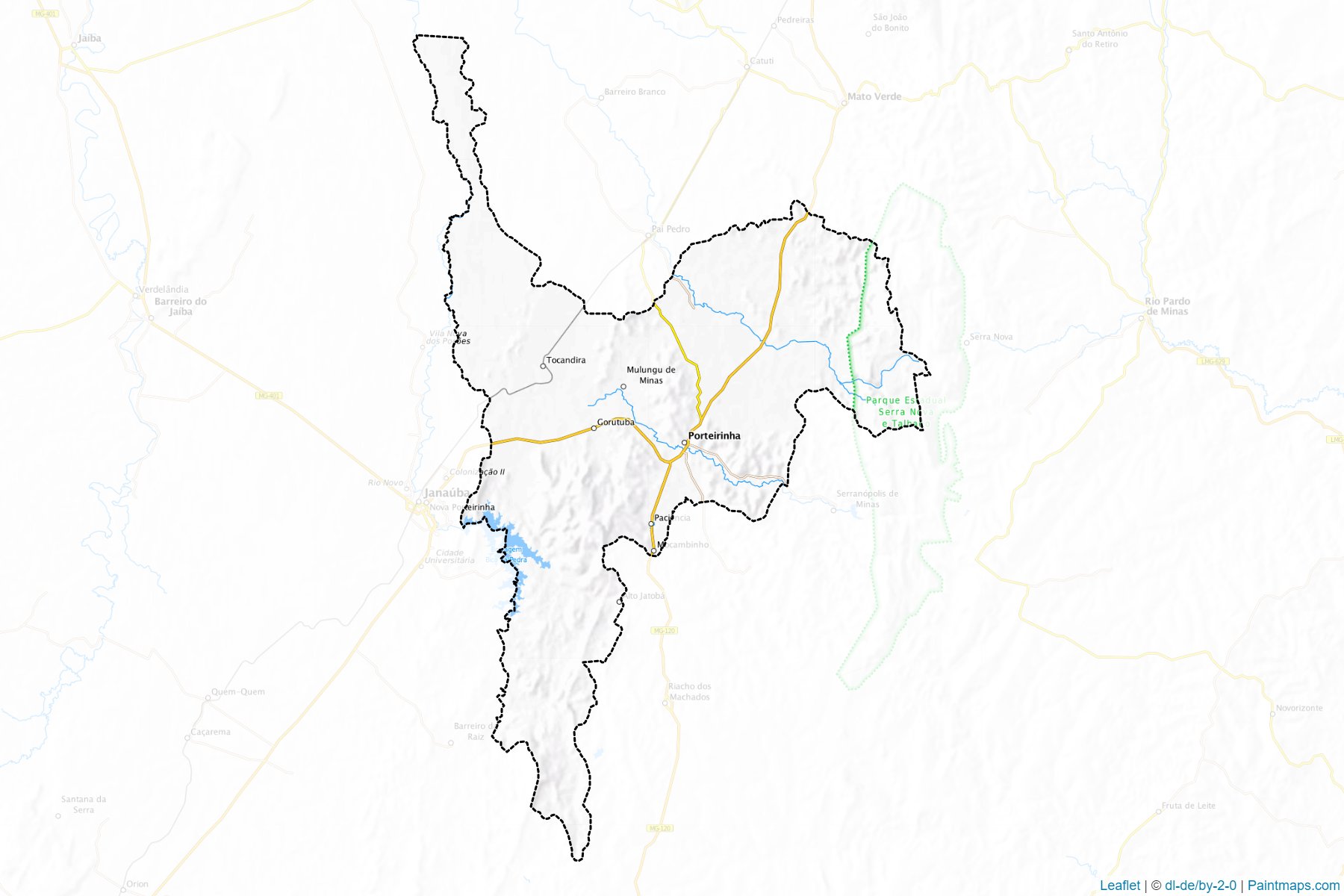 Muestras de recorte de mapas Porteirinha (Minas Gerais)-1