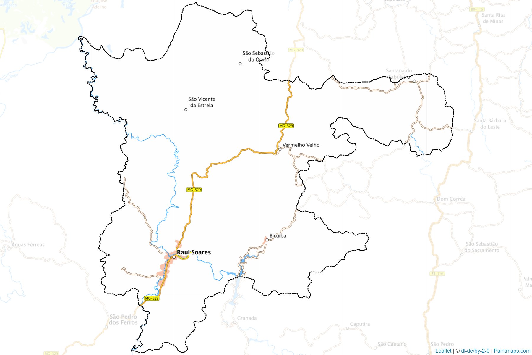 Muestras de recorte de mapas Raul Soares (Minas Gerais)-1