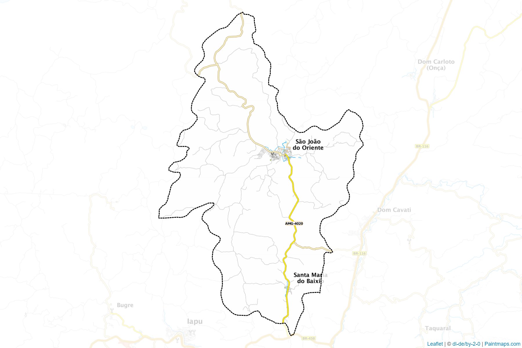 Muestras de recorte de mapas Sao Joao do Oriente (Minas Gerais)-1