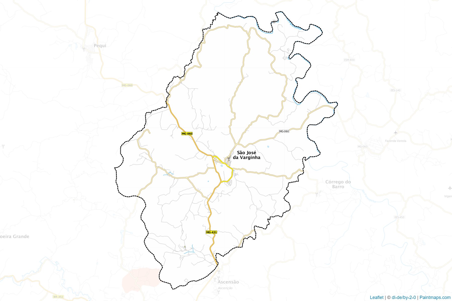 Muestras de recorte de mapas Sao Jose da Varginha (Minas Gerais)-1