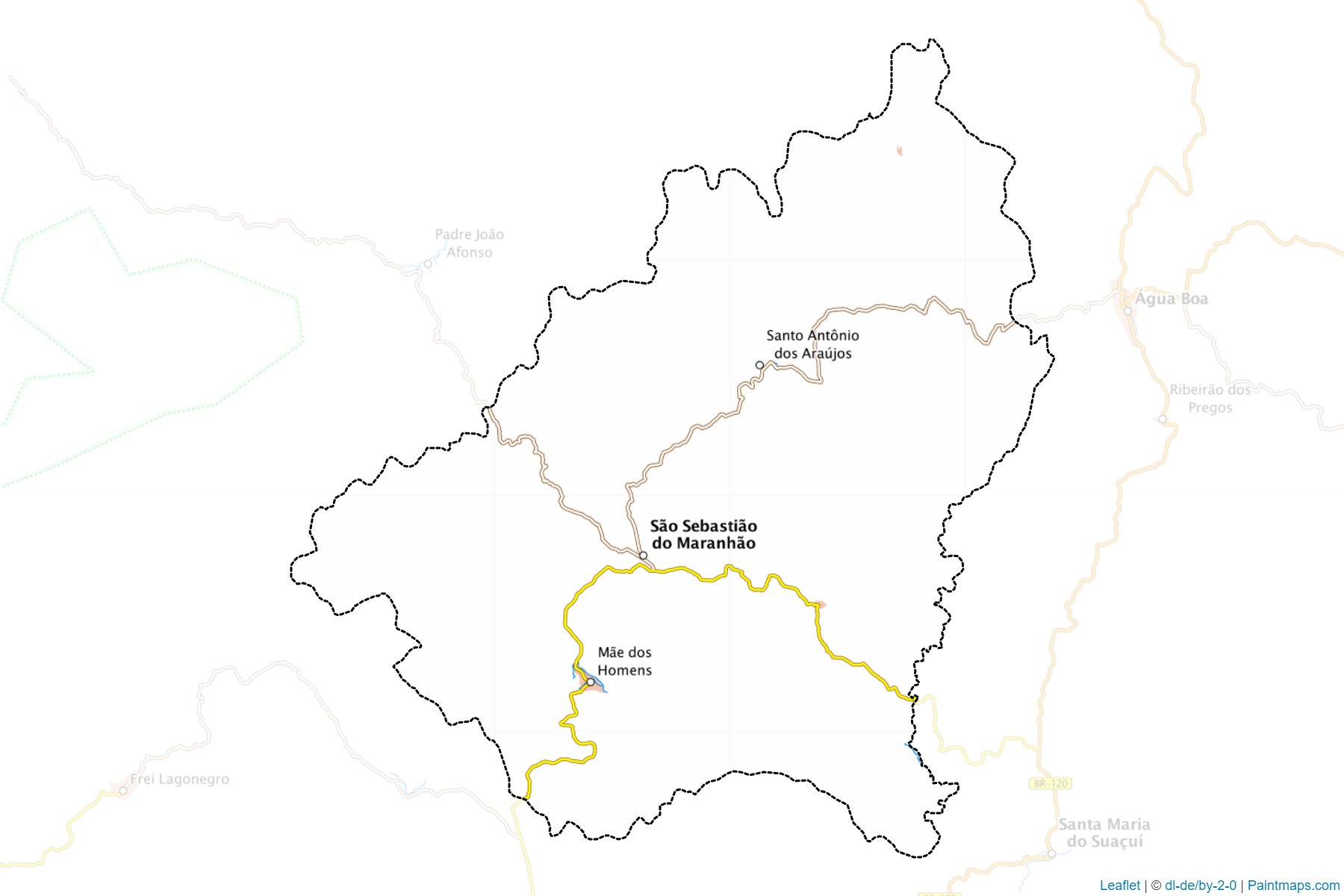 Muestras de recorte de mapas Sao Sebastiao do Maranhao (Minas Gerais)-1