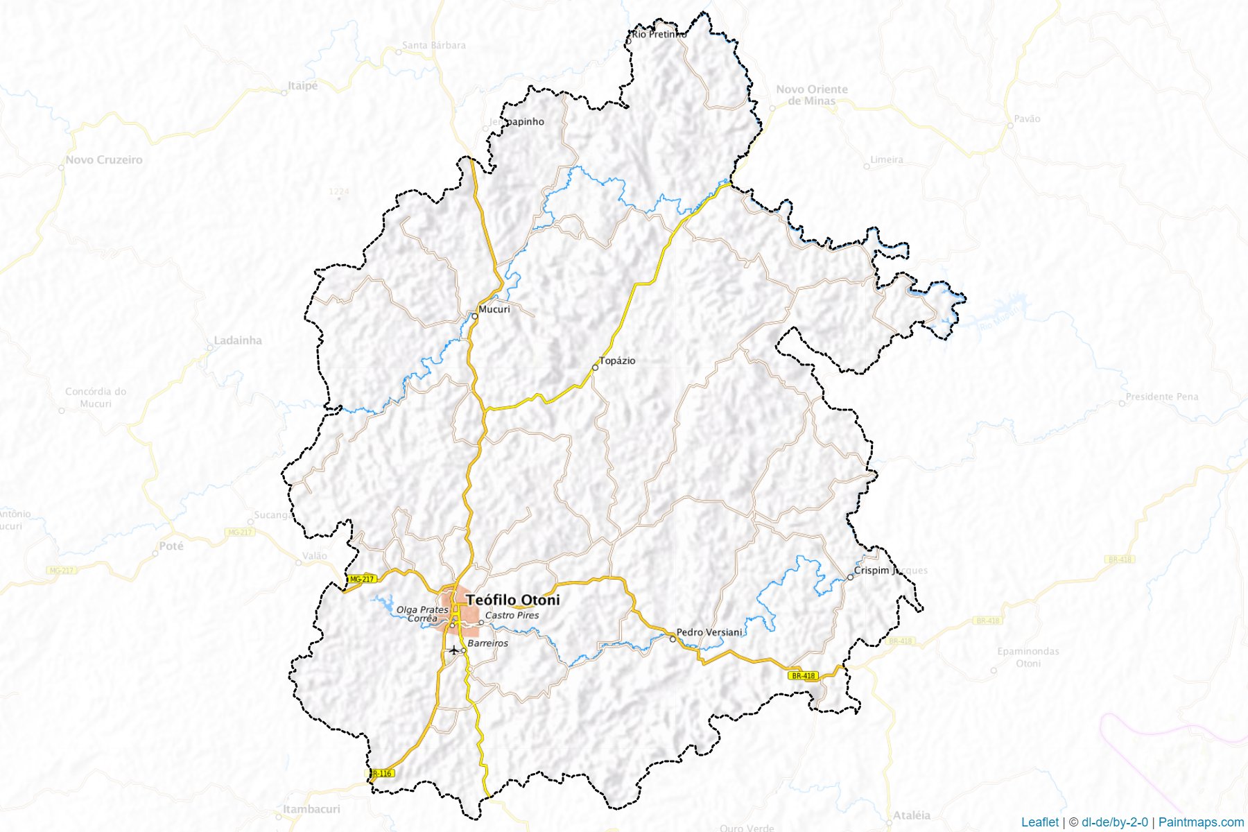 Muestras de recorte de mapas Teofilo Otoni (Minas Gerais)-1