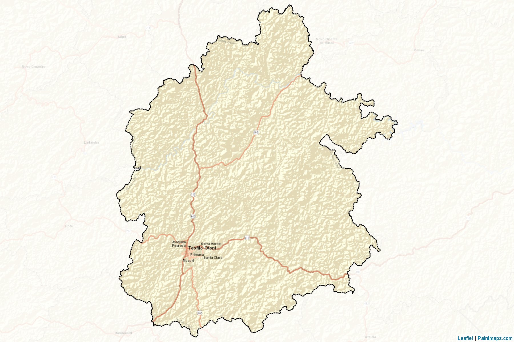 Muestras de recorte de mapas Teofilo Otoni (Minas Gerais)-2