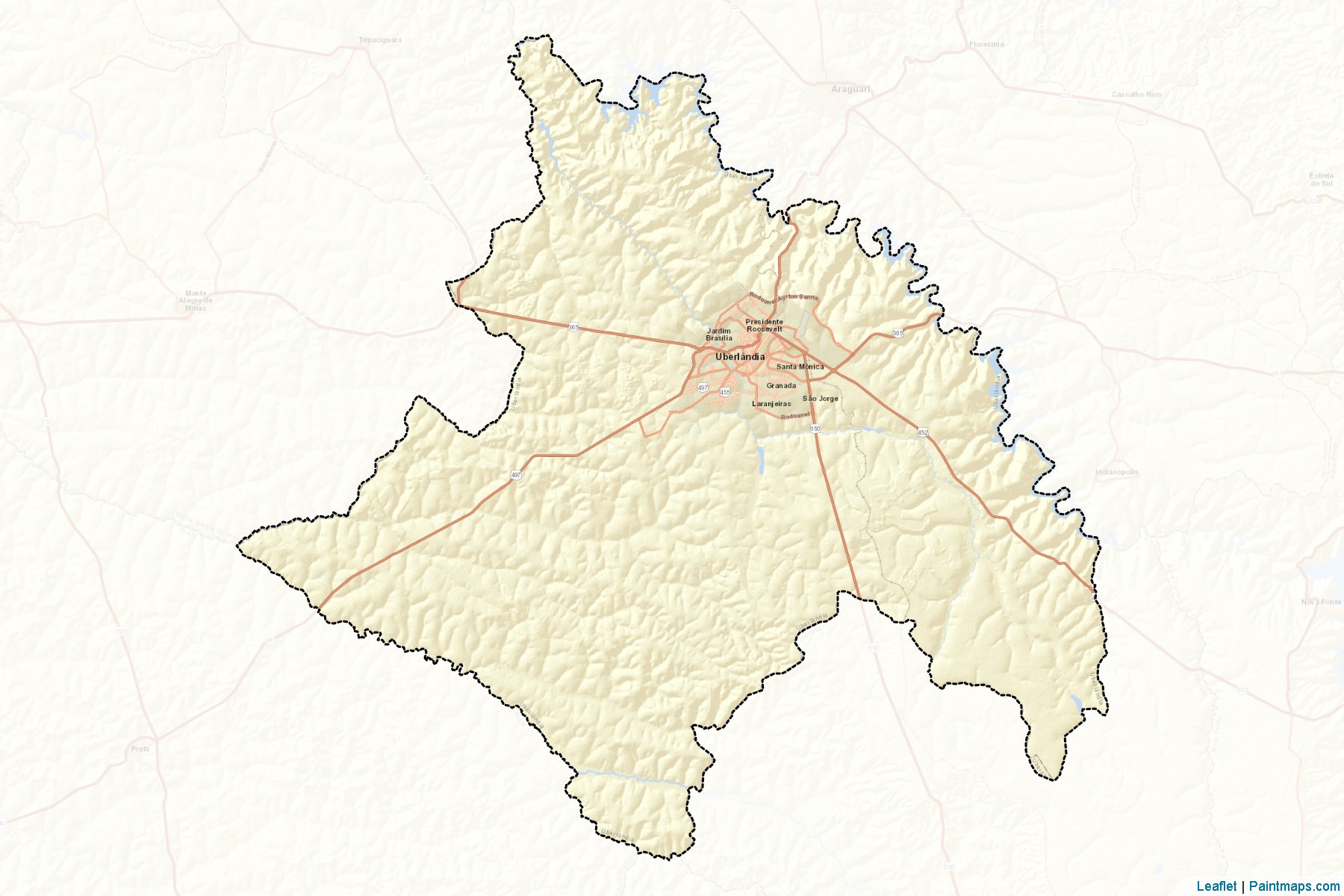 Muestras de recorte de mapas Uberlandia (Minas Gerais)-2