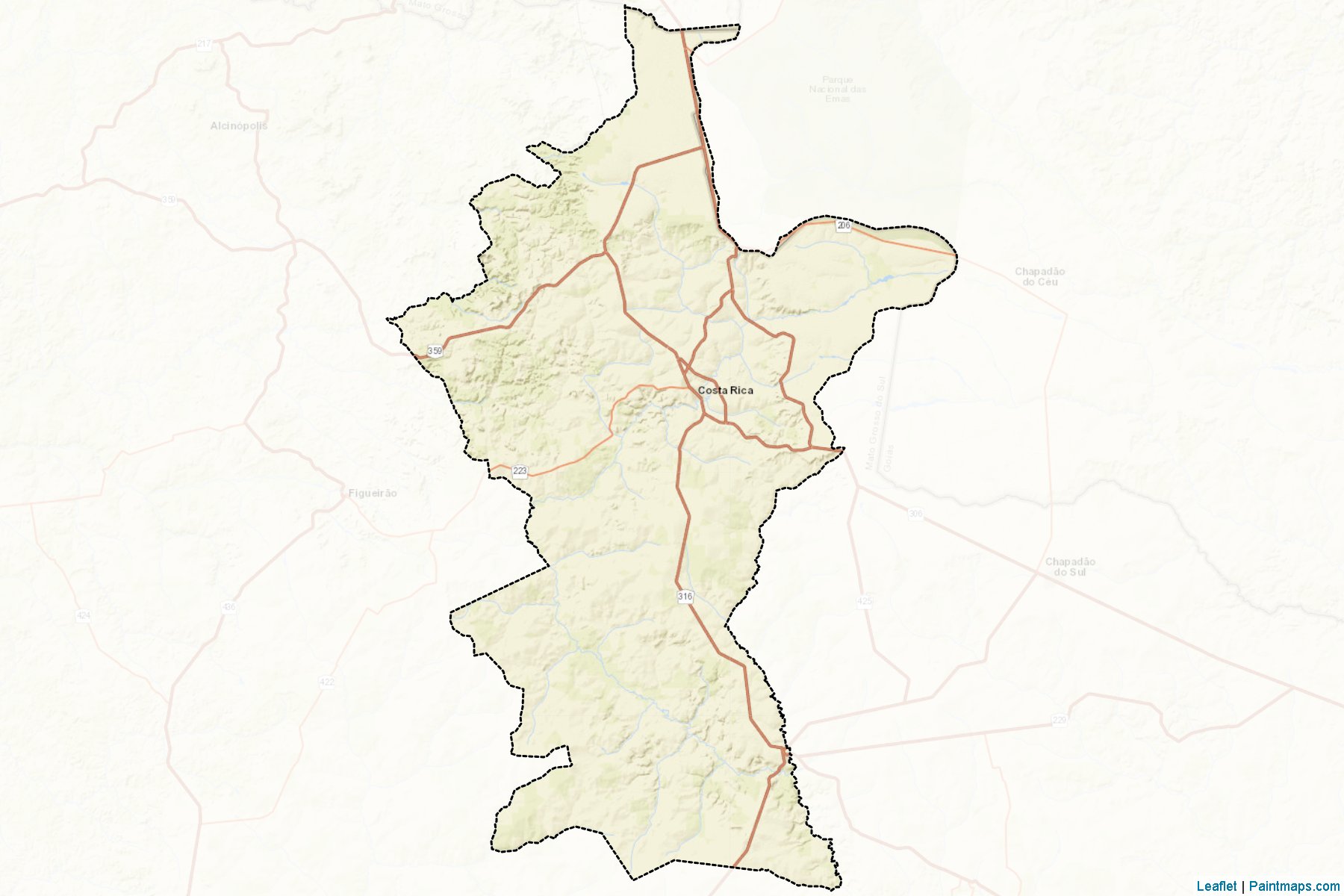 Muestras de recorte de mapas Costa Rica (Mato Grosso Do Sul)-2