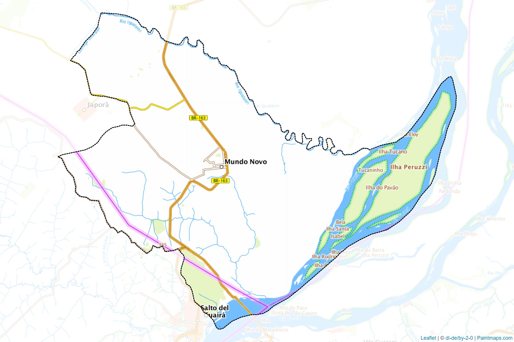 Muestras de recorte de mapas Mundo Novo (Mato Grosso Do Sul)-1