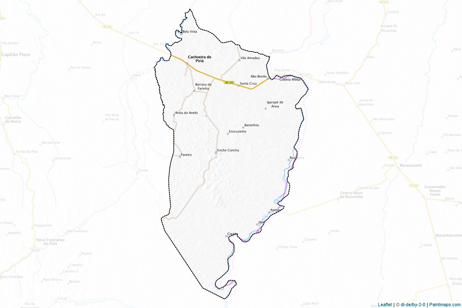 Muestras de recorte de mapas Cachoeira do Piria (Para)-1