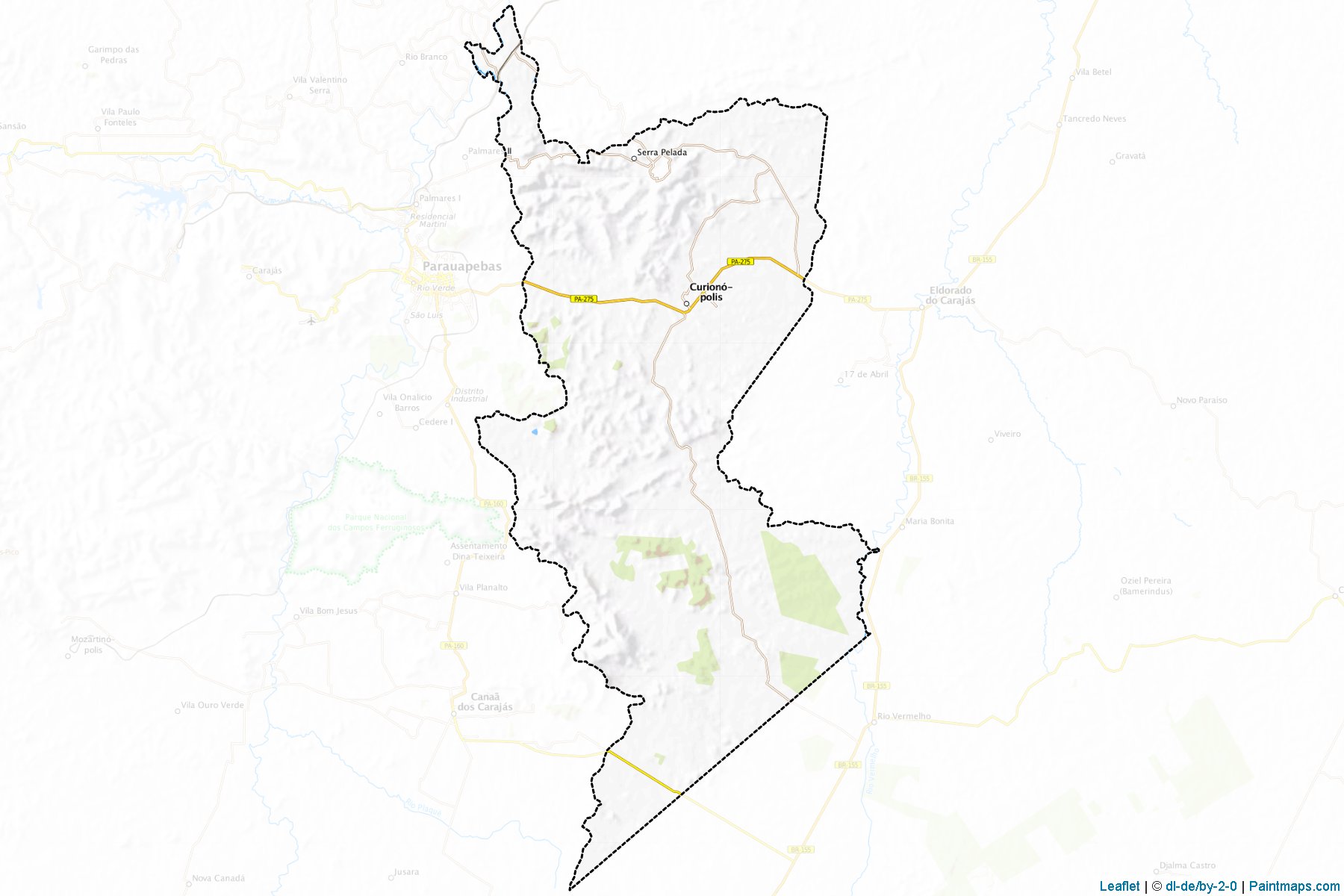 Muestras de recorte de mapas Curionopolis (Para)-1