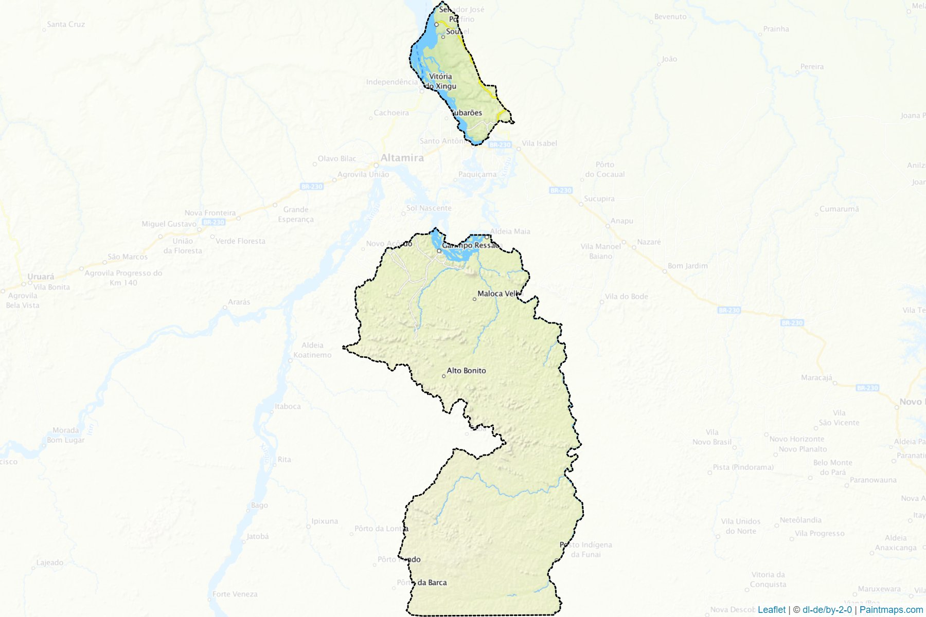 Muestras de recorte de mapas Senador Jose Porfirio (Para)-1