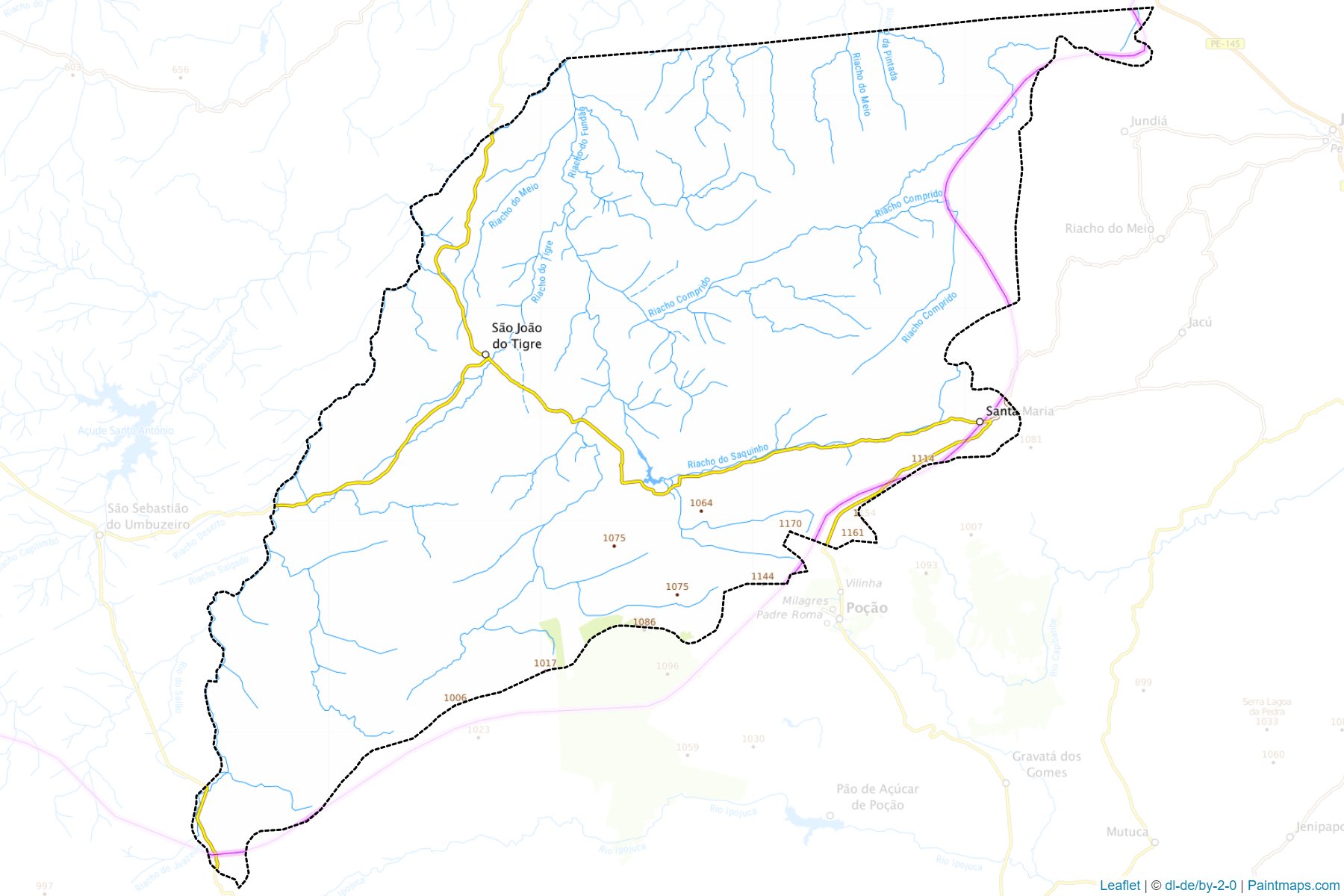 Muestras de recorte de mapas Sao Joao do Tigre (Paraiba)-1