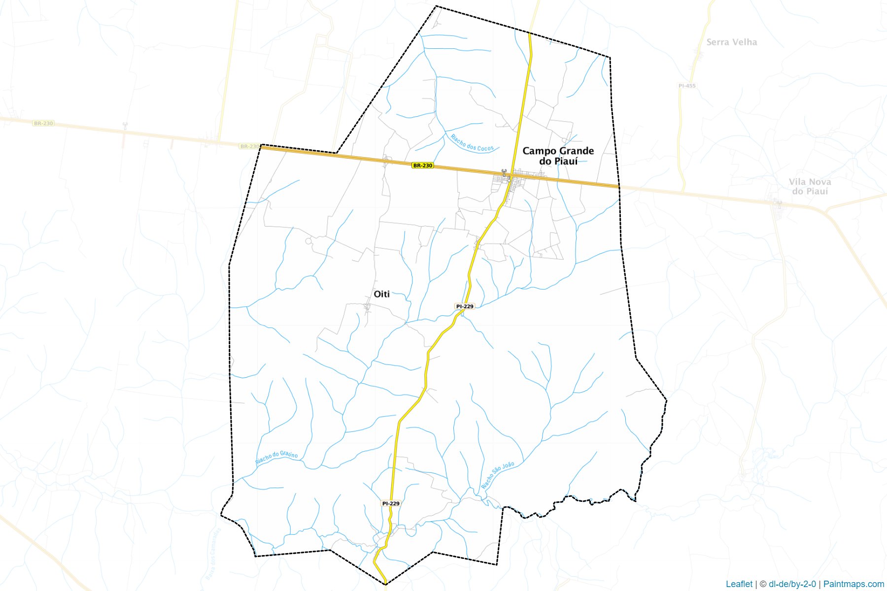 Muestras de recorte de mapas Campo Grande do Piaui (Piaui)-1