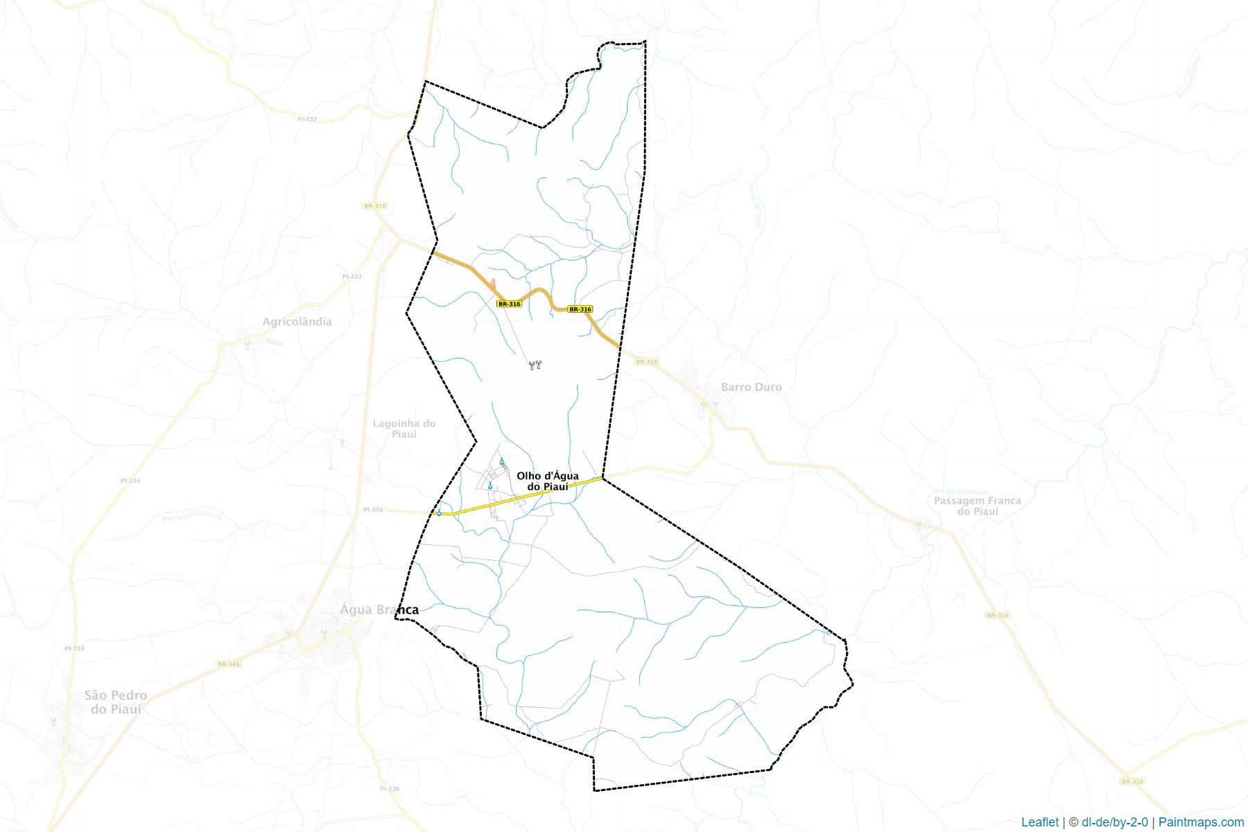 Muestras de recorte de mapas Olho D'Agua do Piaui (Piaui)-1