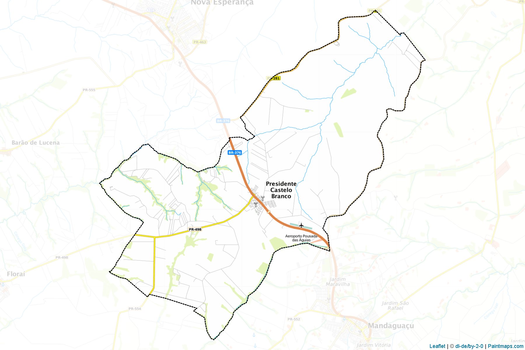 Muestras de recorte de mapas Presidente Castelo Branco (Parana)-1