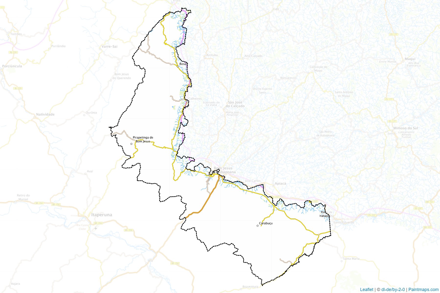 Muestras de recorte de mapas Bom Jesus do Itabapoana (Rio De Janeiro)-1