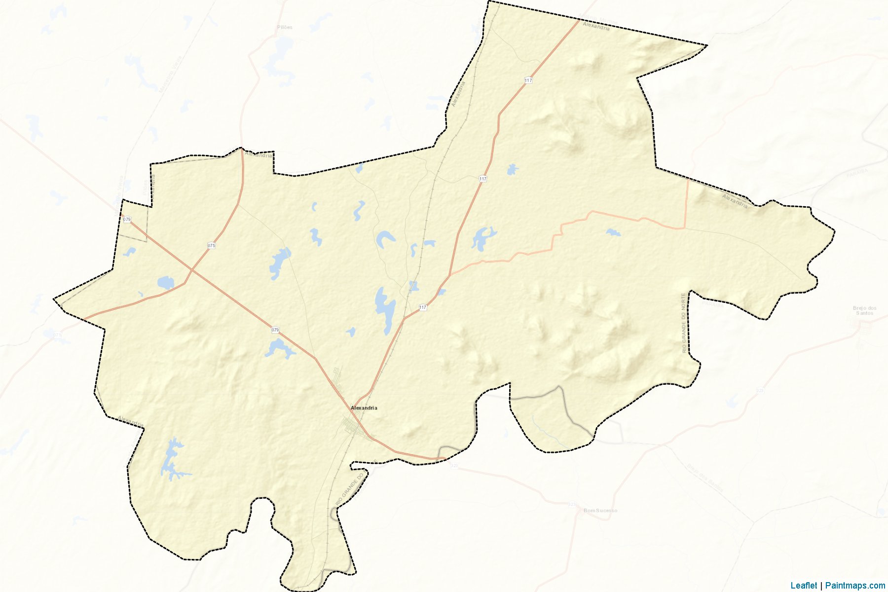 Muestras de recorte de mapas Alexandria (Rio Grande Do Norte)-2