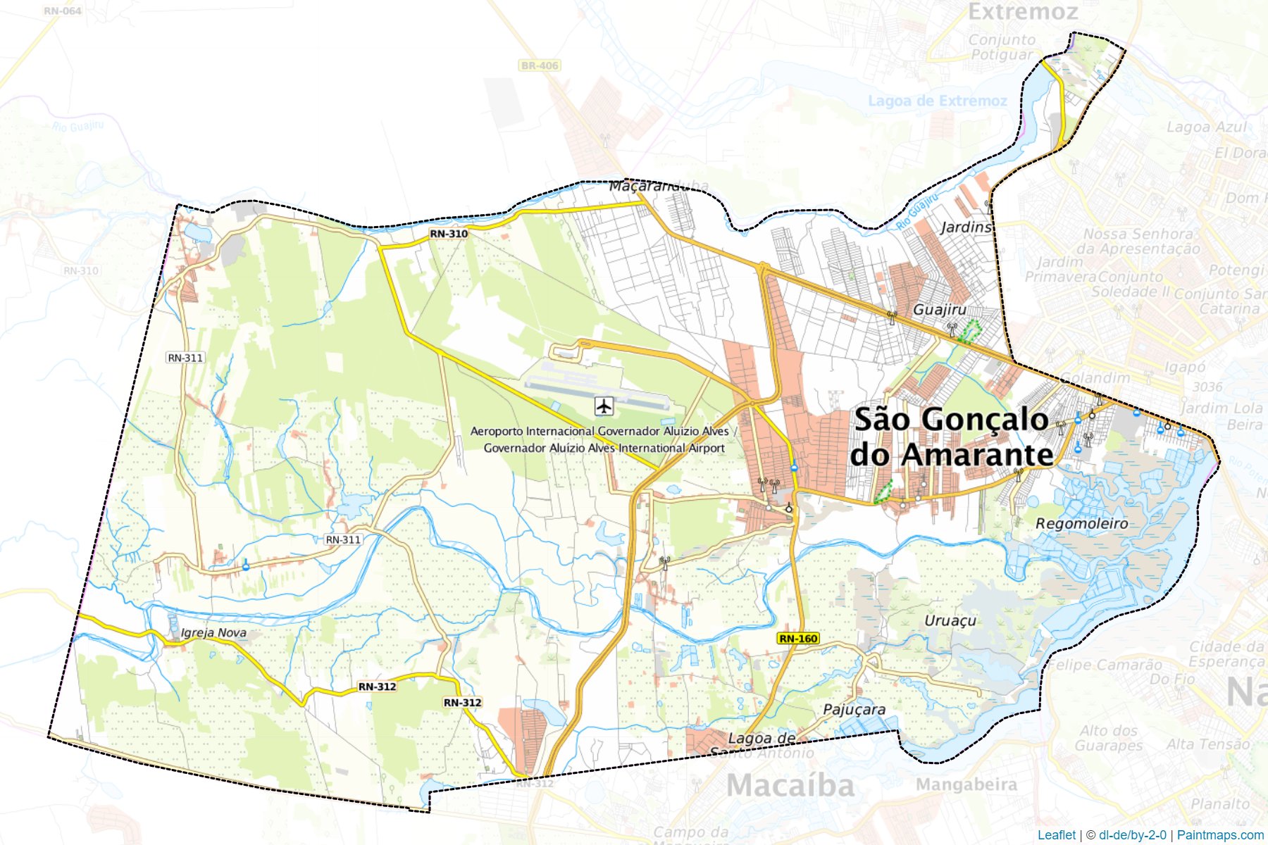 Muestras de recorte de mapas Sao Goncalo do Amarante (Rio Grande Do Norte)-1