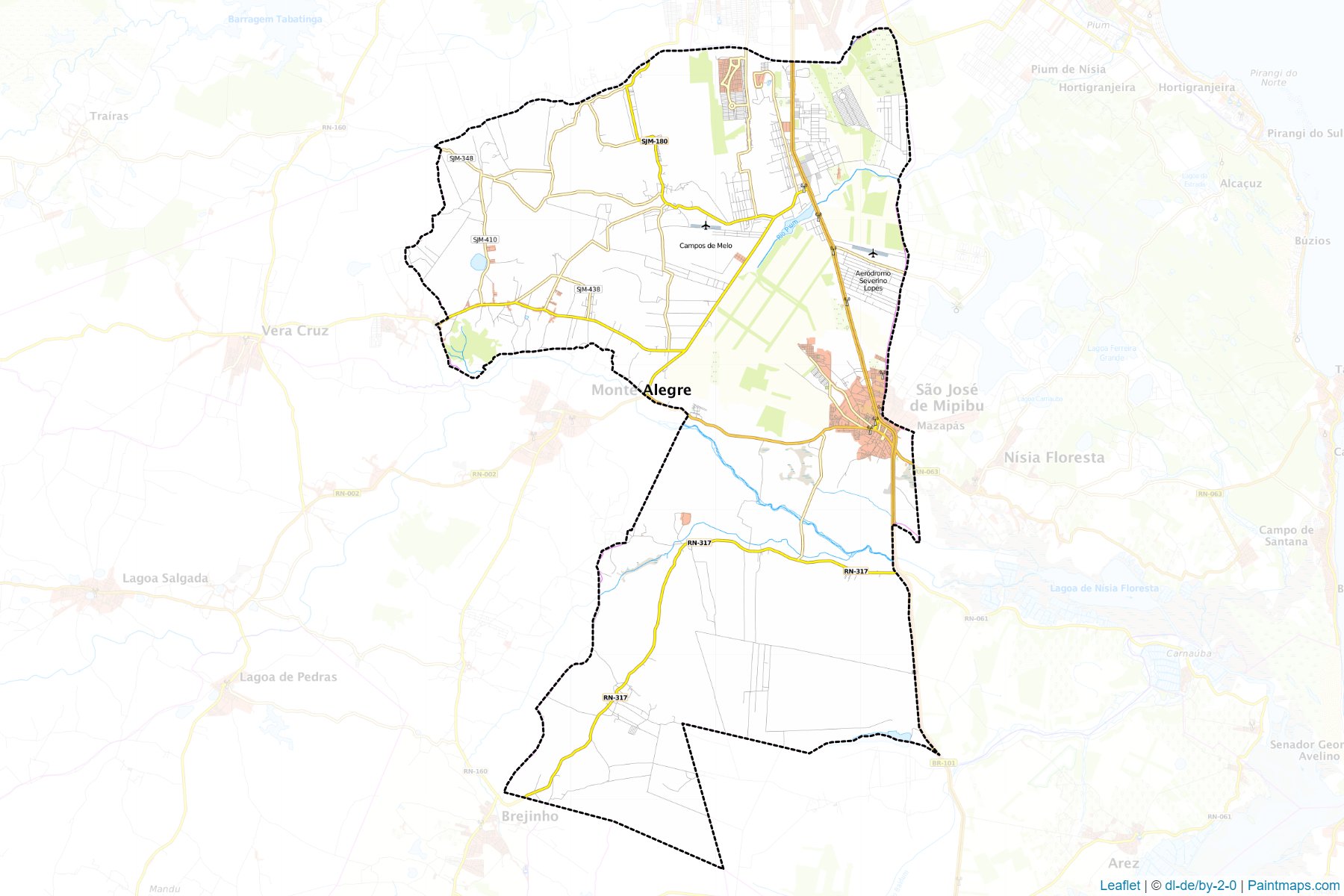 Muestras de recorte de mapas Sao Jose de Mipibu (Rio Grande Do Norte)-1