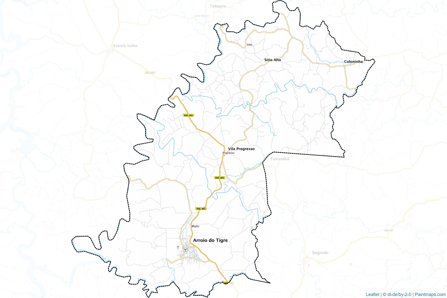 Muestras de recorte de mapas Arroio do Tigre (Rio Grande Do Sul)-1