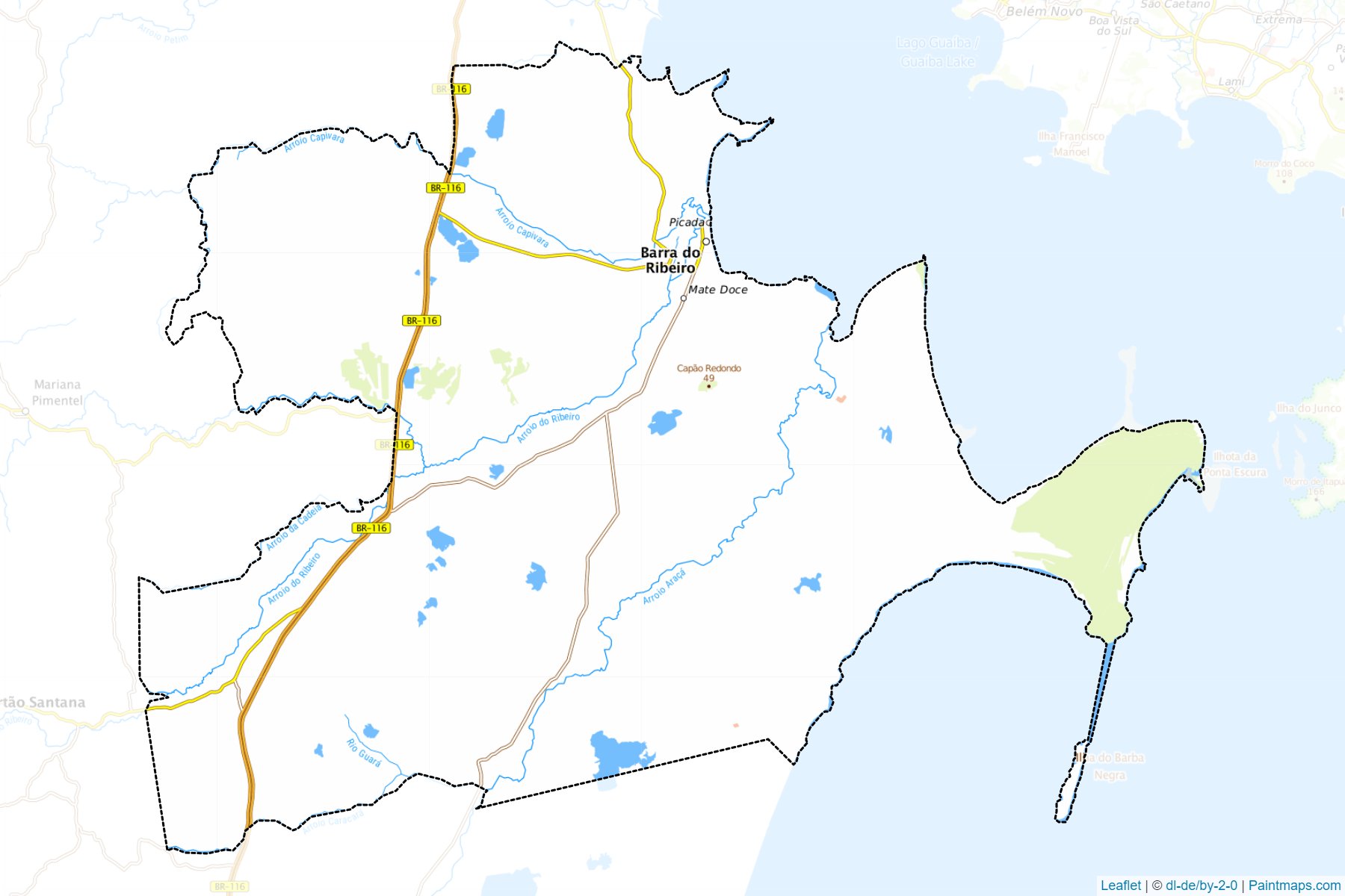 Muestras de recorte de mapas Barra do Ribeiro (Rio Grande Do Sul)-1