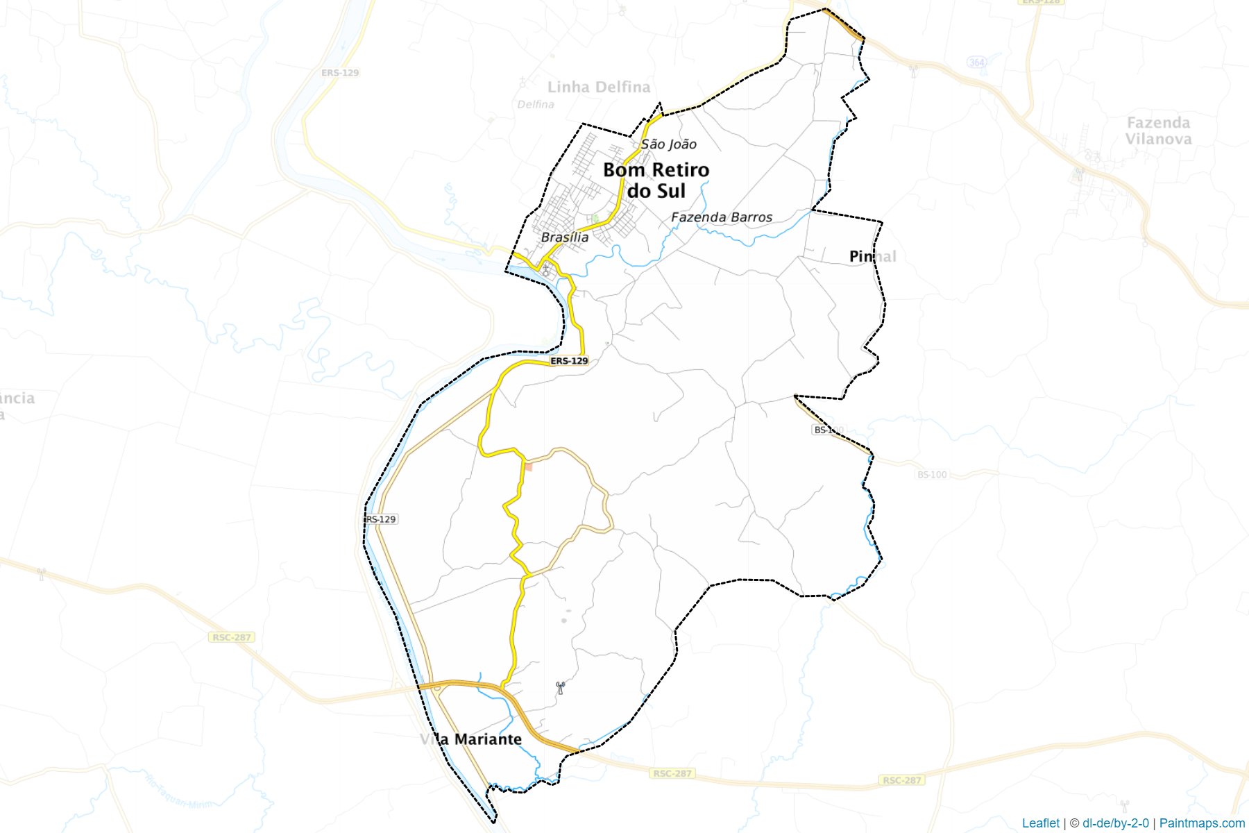 Muestras de recorte de mapas Bom Retiro do Sul (Rio Grande Do Sul)-1