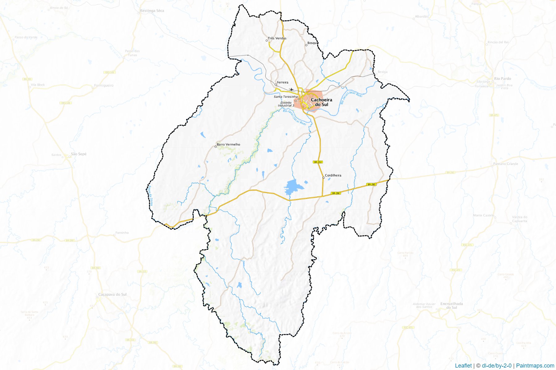 Muestras de recorte de mapas Cachoeira do Sul (Rio Grande Do Sul)-1