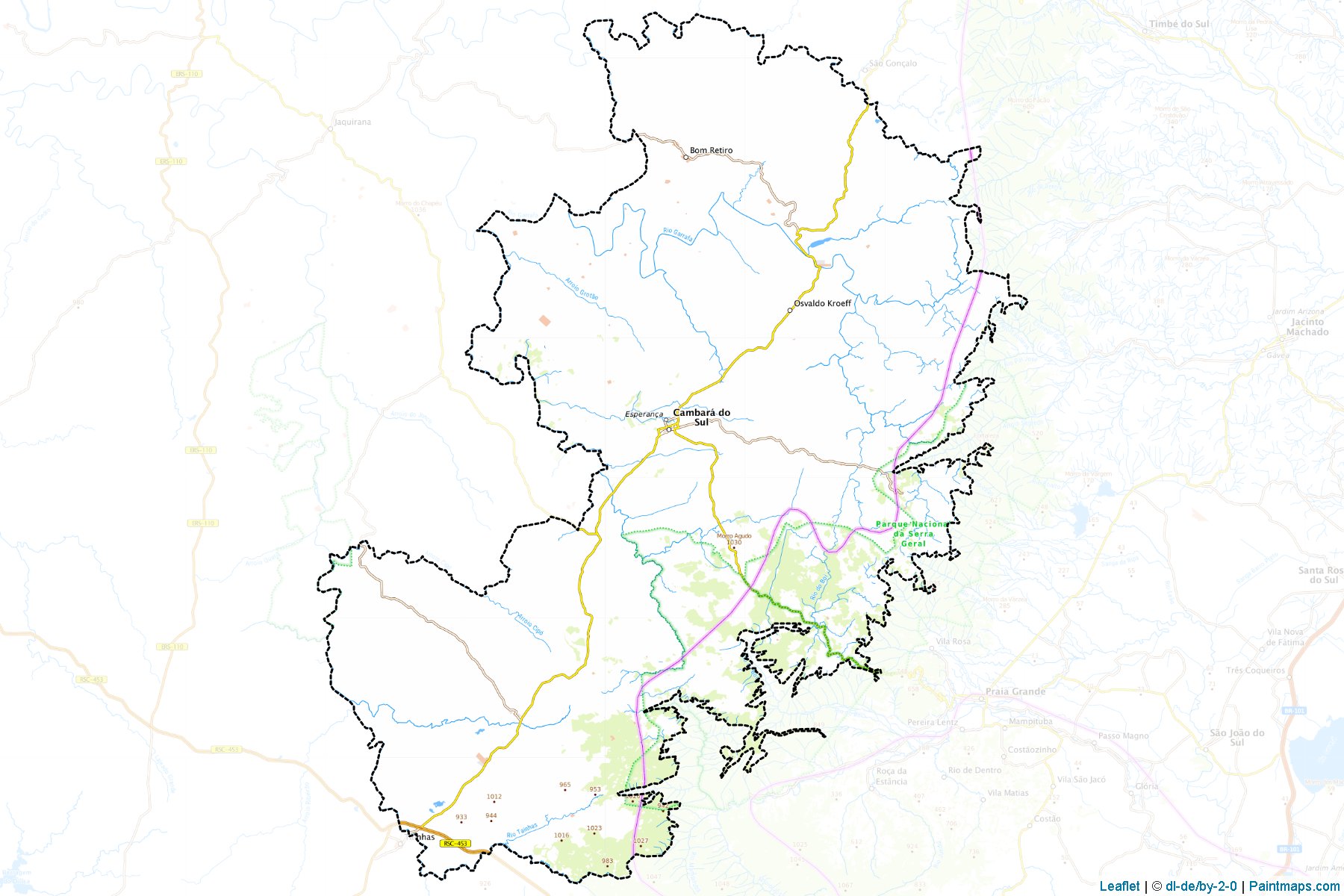 Muestras de recorte de mapas Cambara do Sul (Rio Grande Do Sul)-1