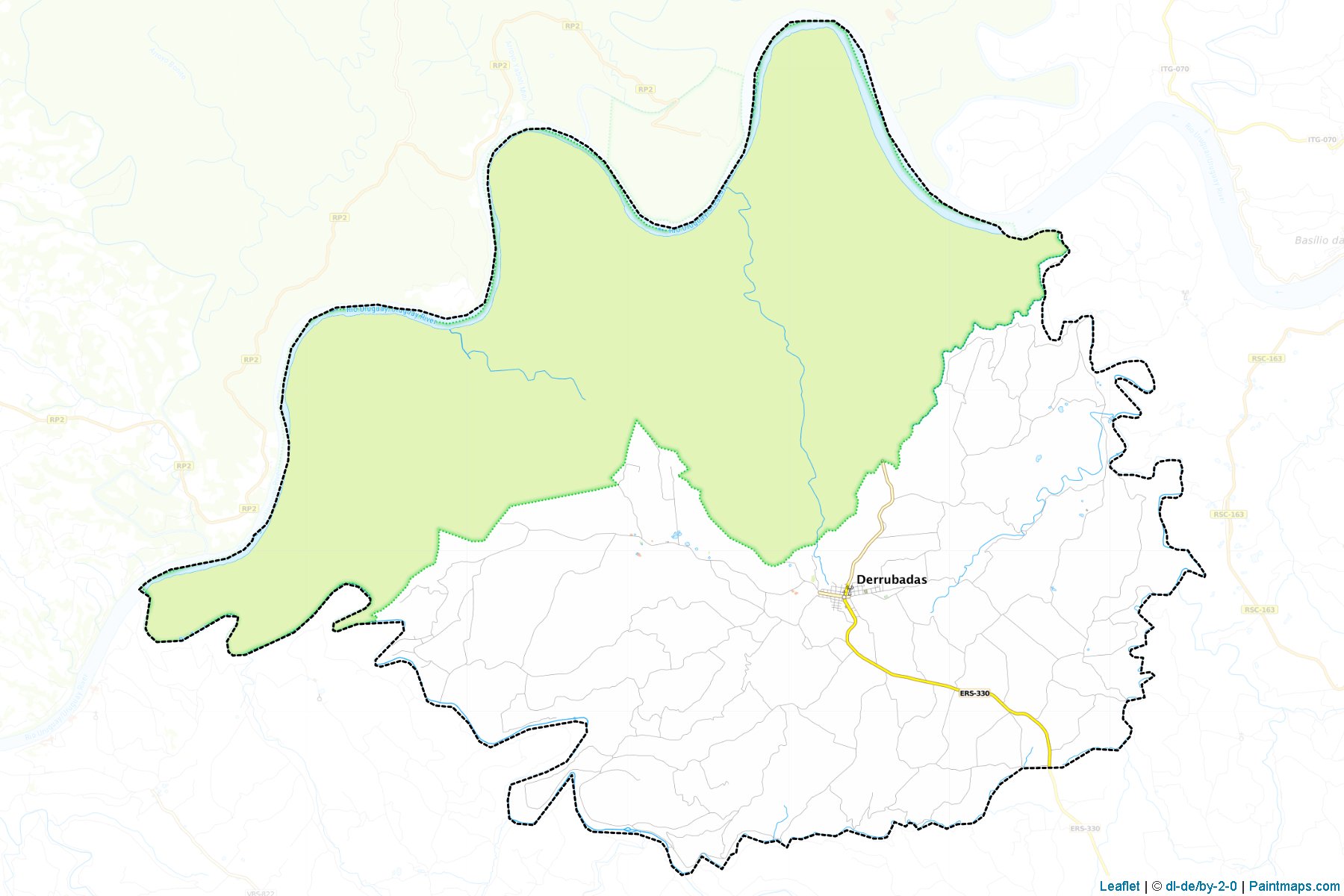 Muestras de recorte de mapas Derrubadas (Rio Grande Do Sul)-1