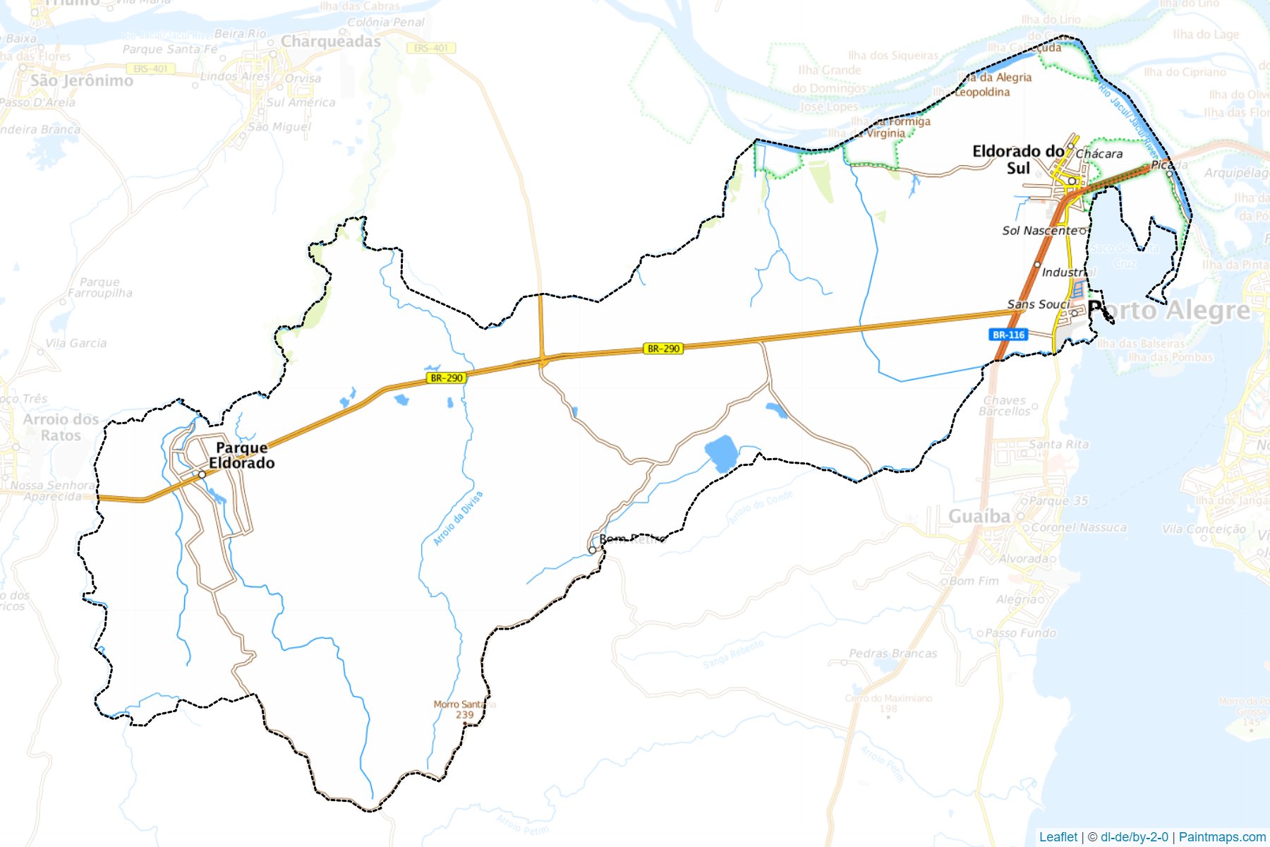 Muestras de recorte de mapas Eldorado do Sul (Rio Grande Do Sul)-1