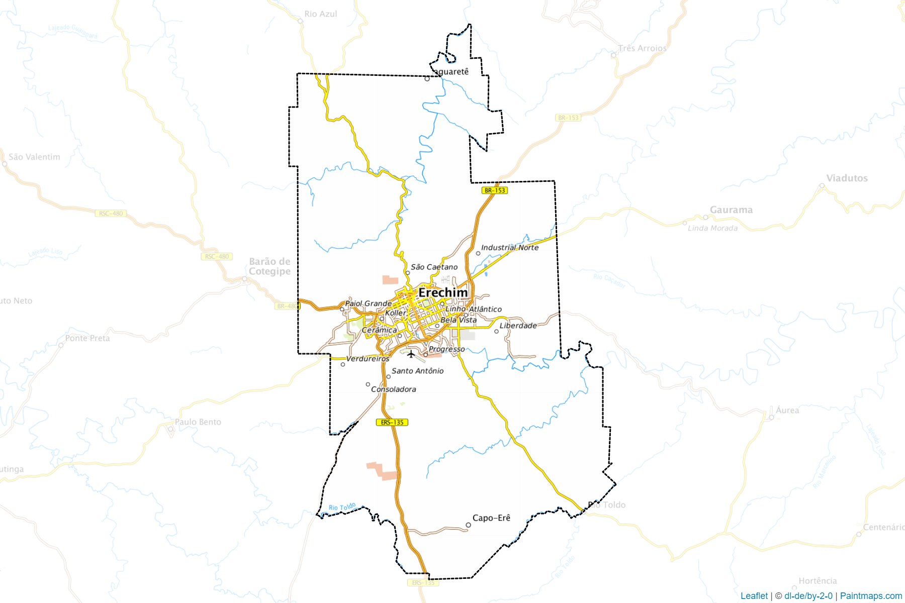 Muestras de recorte de mapas Erechim (Rio Grande Do Sul)-1