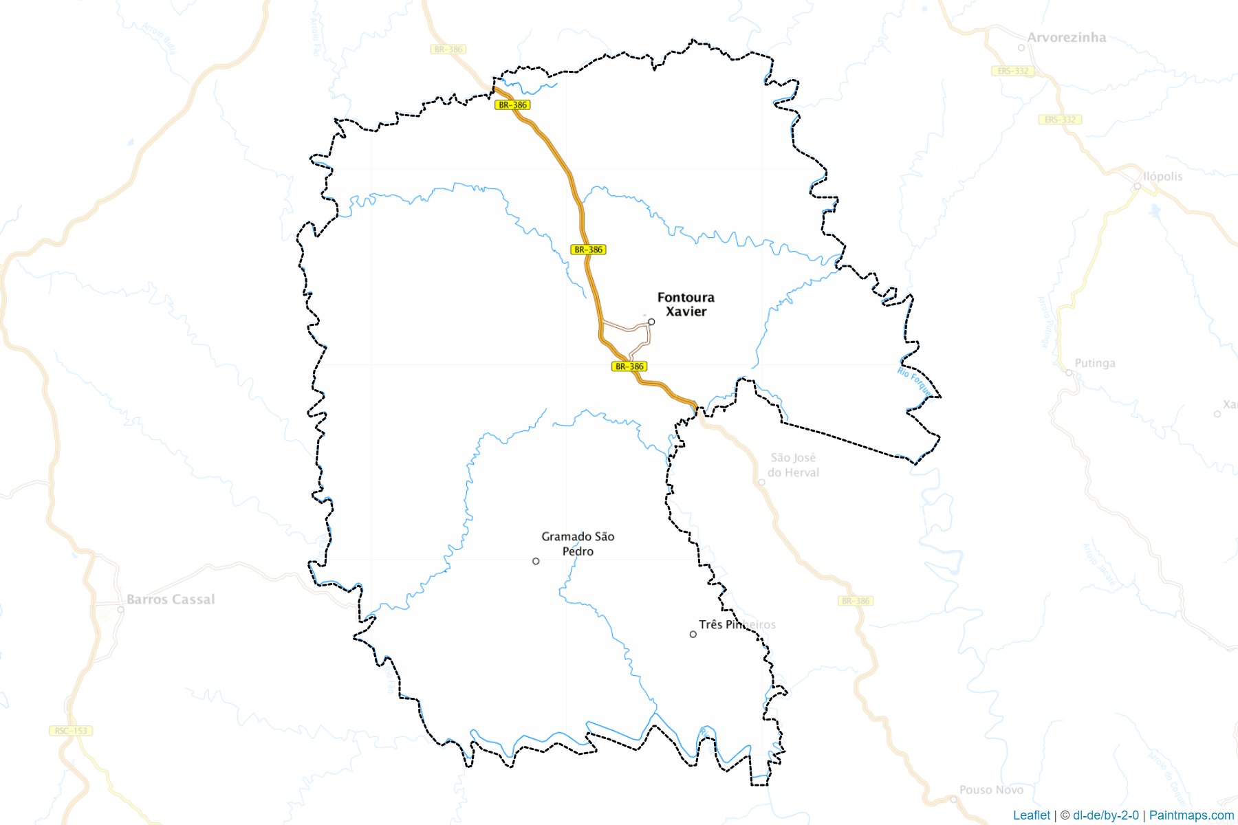 Muestras de recorte de mapas Fontoura Xavier (Rio Grande Do Sul)-1