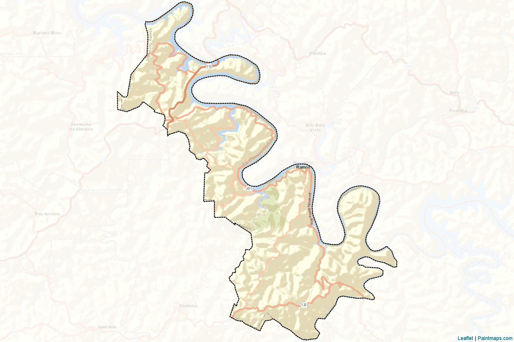 Muestras de recorte de mapas Marcelino Ramos (Rio Grande Do Sul)-2