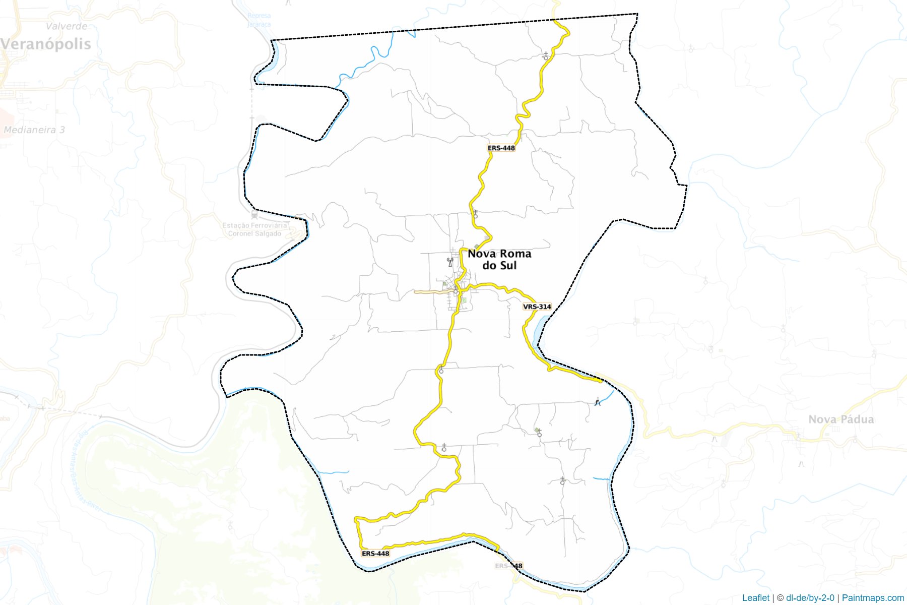 Muestras de recorte de mapas Nova Roma do Sul (Rio Grande Do Sul)-1