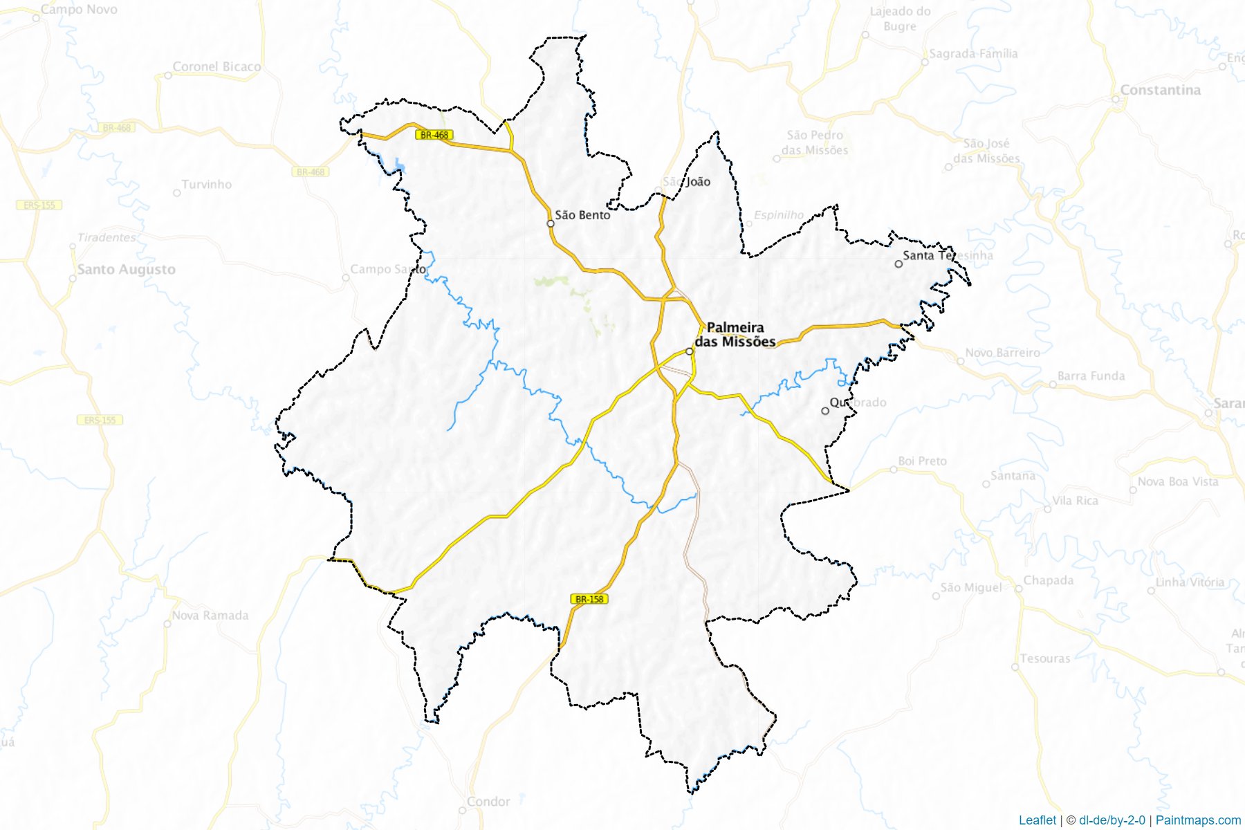 Muestras de recorte de mapas Palmeira das Missoes (Rio Grande Do Sul)-1