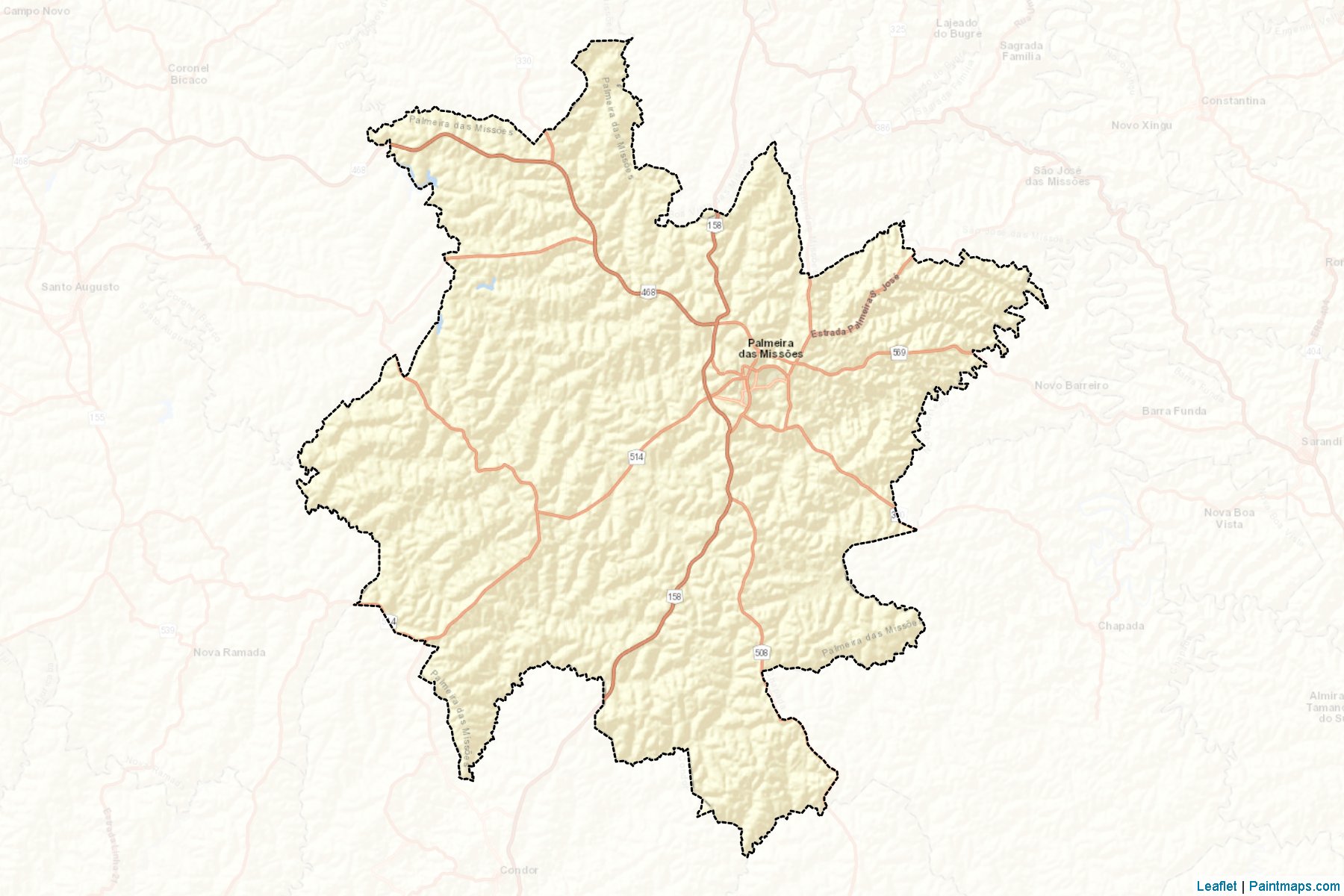 Muestras de recorte de mapas Palmeira das Missoes (Rio Grande Do Sul)-2