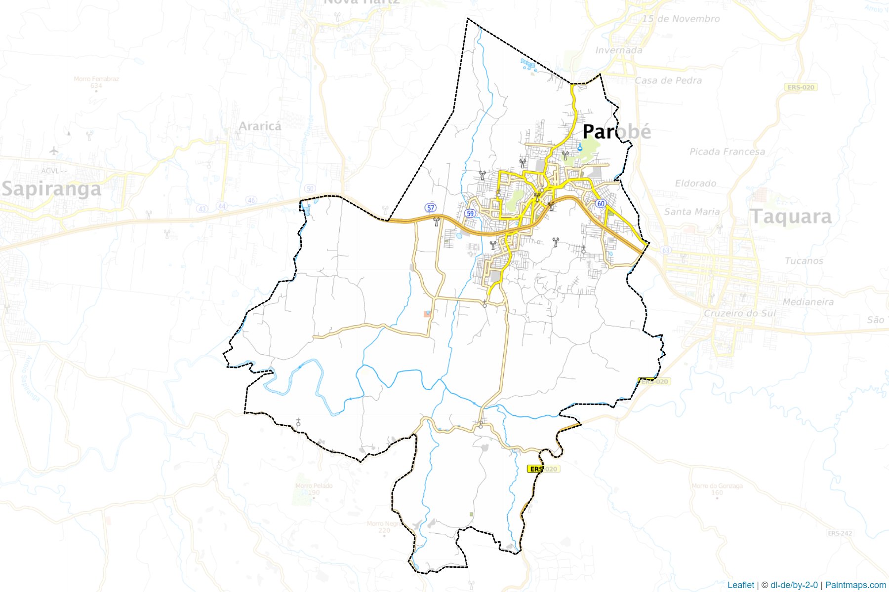 Muestras de recorte de mapas Parobe (Rio Grande Do Sul)-1