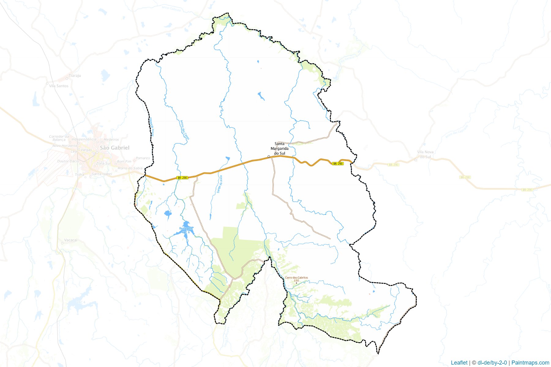 Muestras de recorte de mapas Santa Margarida do Sul (Rio Grande Do Sul)-1