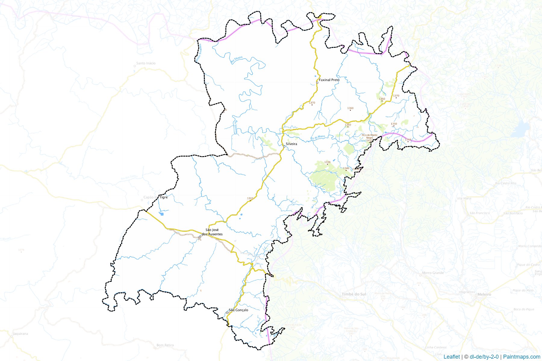 Muestras de recorte de mapas Sao Jose dos Ausentes (Rio Grande Do Sul)-1