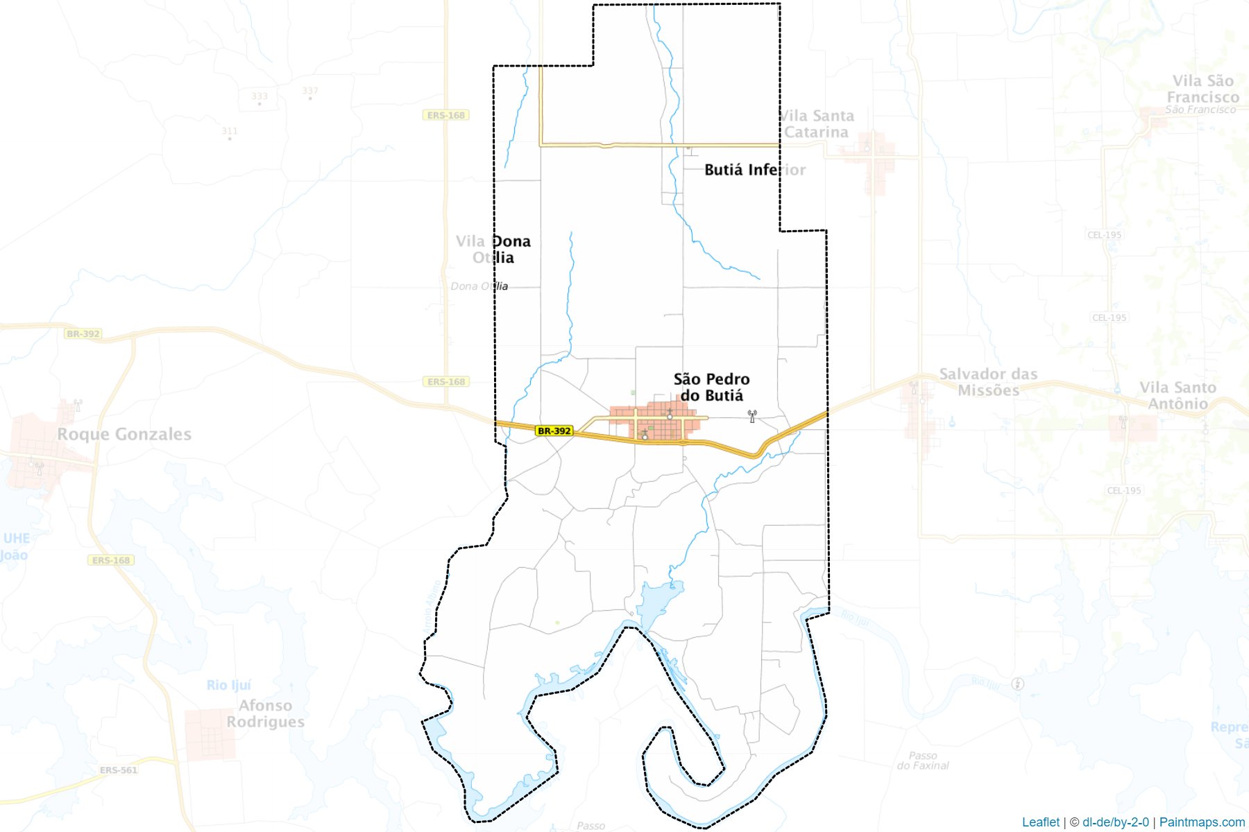 Muestras de recorte de mapas Sao Pedro do Butia (Rio Grande Do Sul)-1