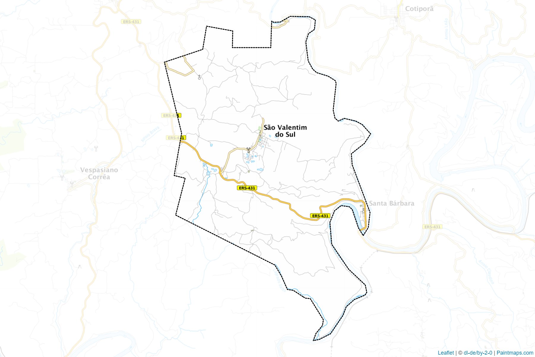 Muestras de recorte de mapas Sao Valentim do Sul (Rio Grande Do Sul)-1