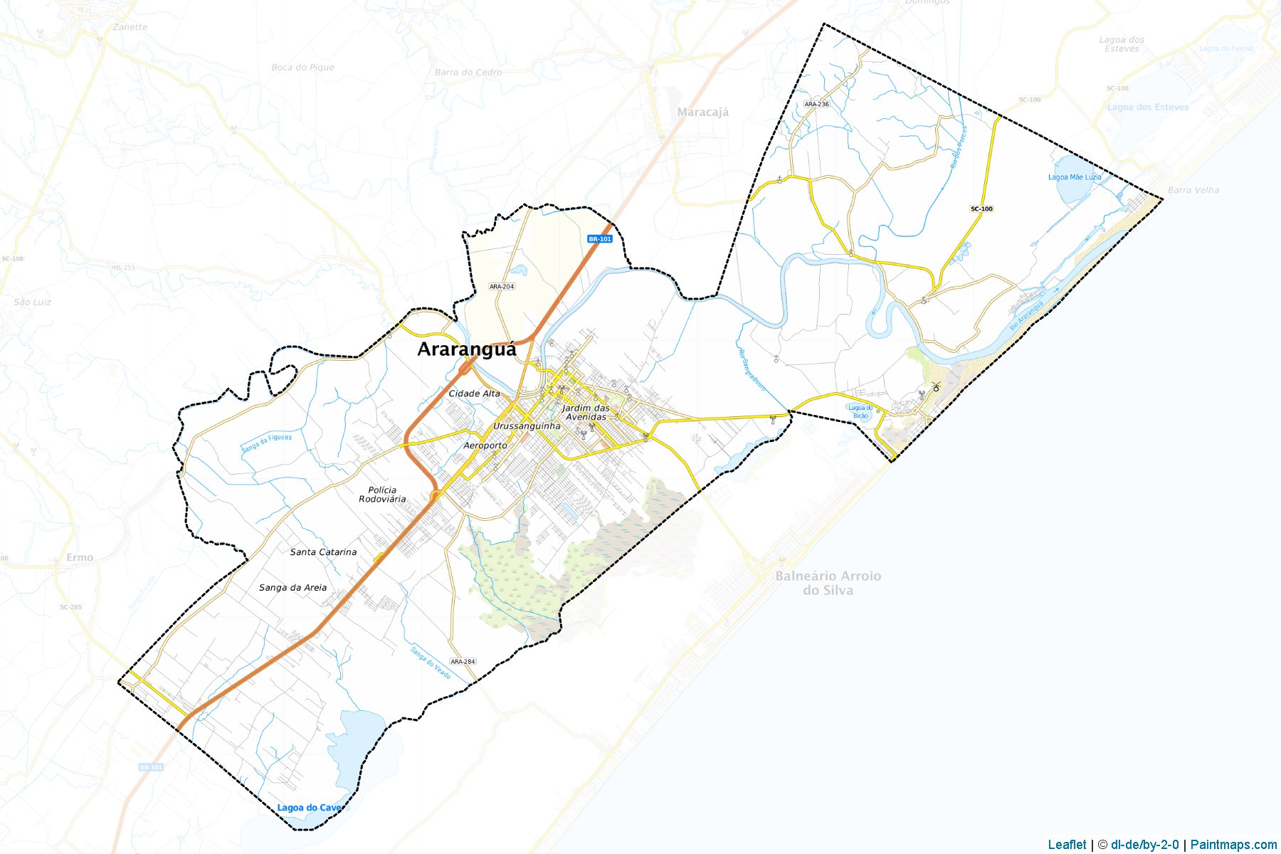 Muestras de recorte de mapas Ararangua (Santa Catarina)-1