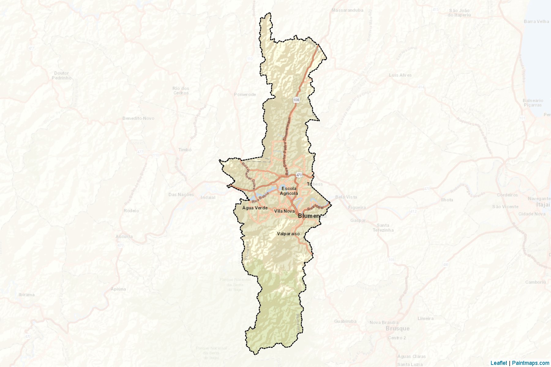 Muestras de recorte de mapas Blumenau (Santa Catarina)-2