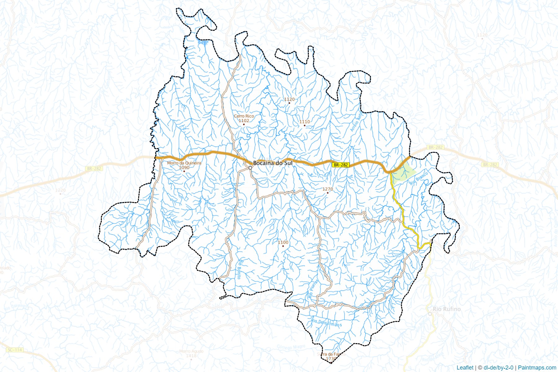 Muestras de recorte de mapas Bocaina do Sul (Santa Catarina)-1