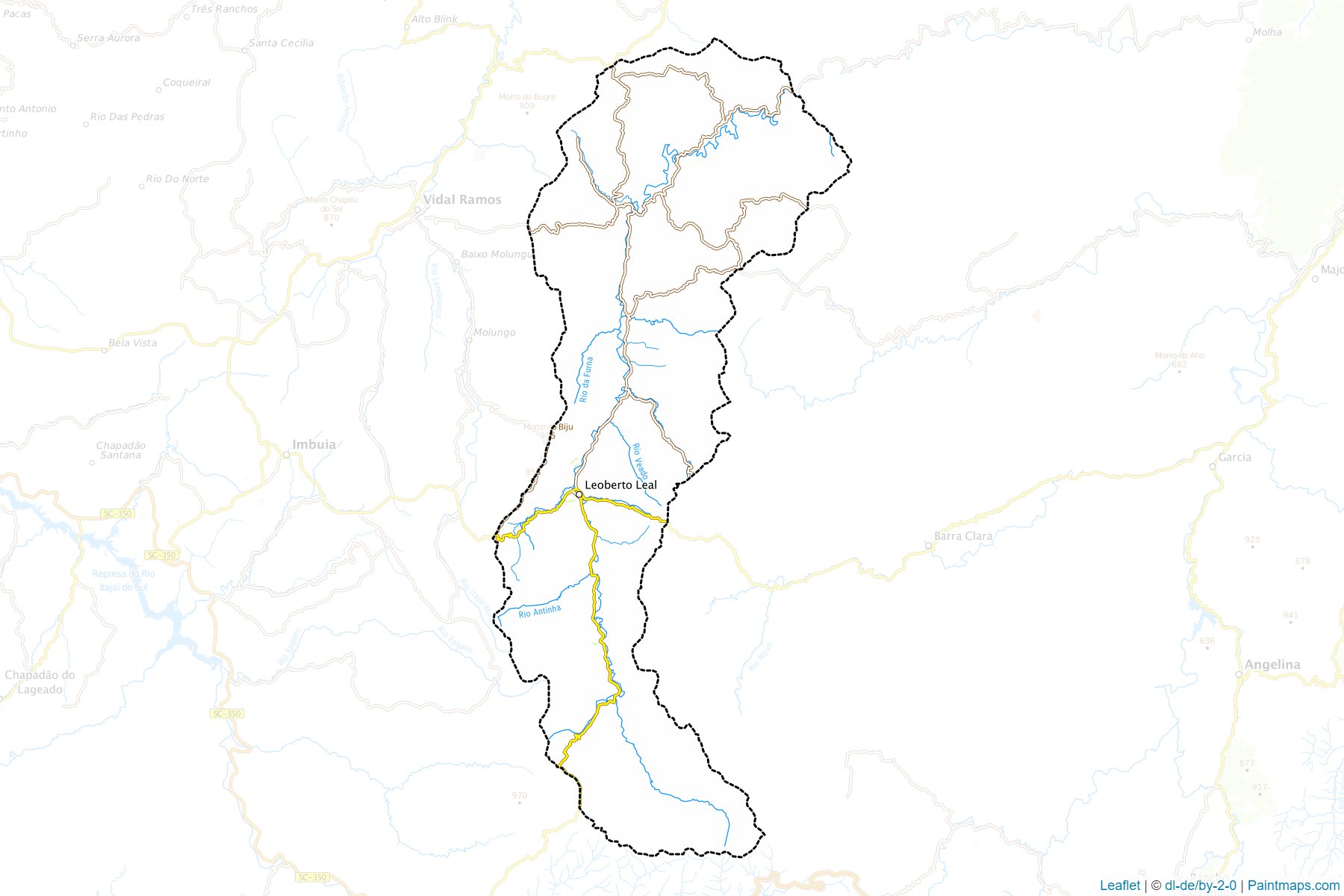 Muestras de recorte de mapas Leoberto Leal (Santa Catarina)-1