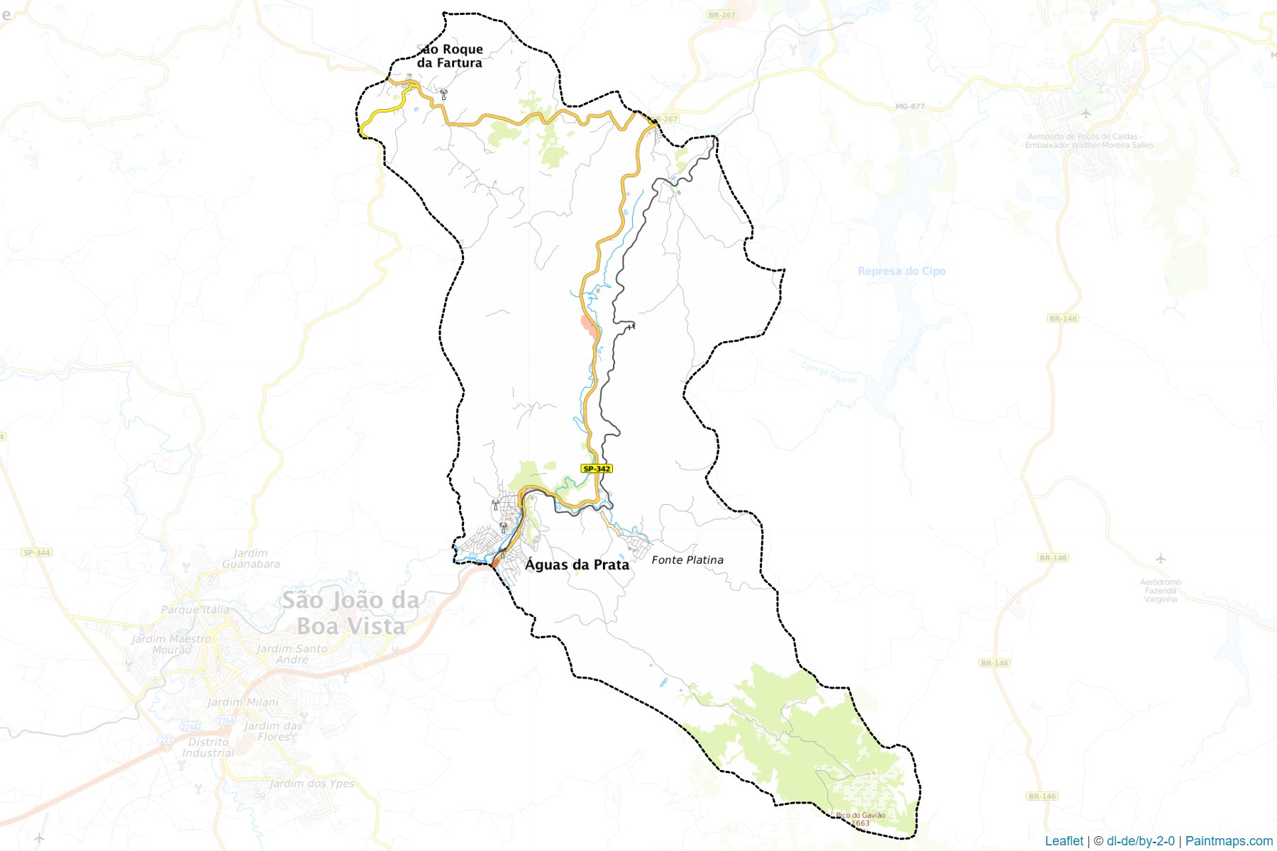 Muestras de recorte de mapas Aguas da Prata (Sao Paulo)-1