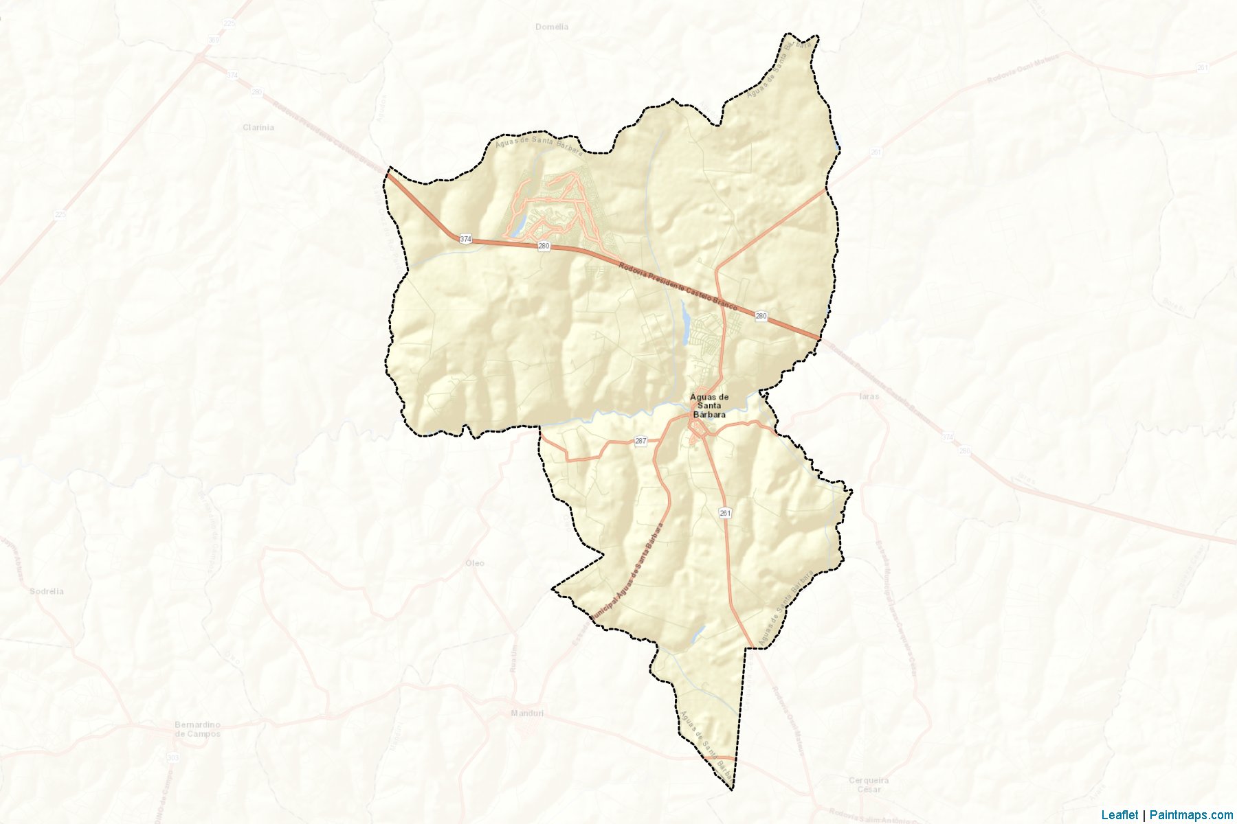 Muestras de recorte de mapas Aguas de Santa Barbara (Sao Paulo)-2