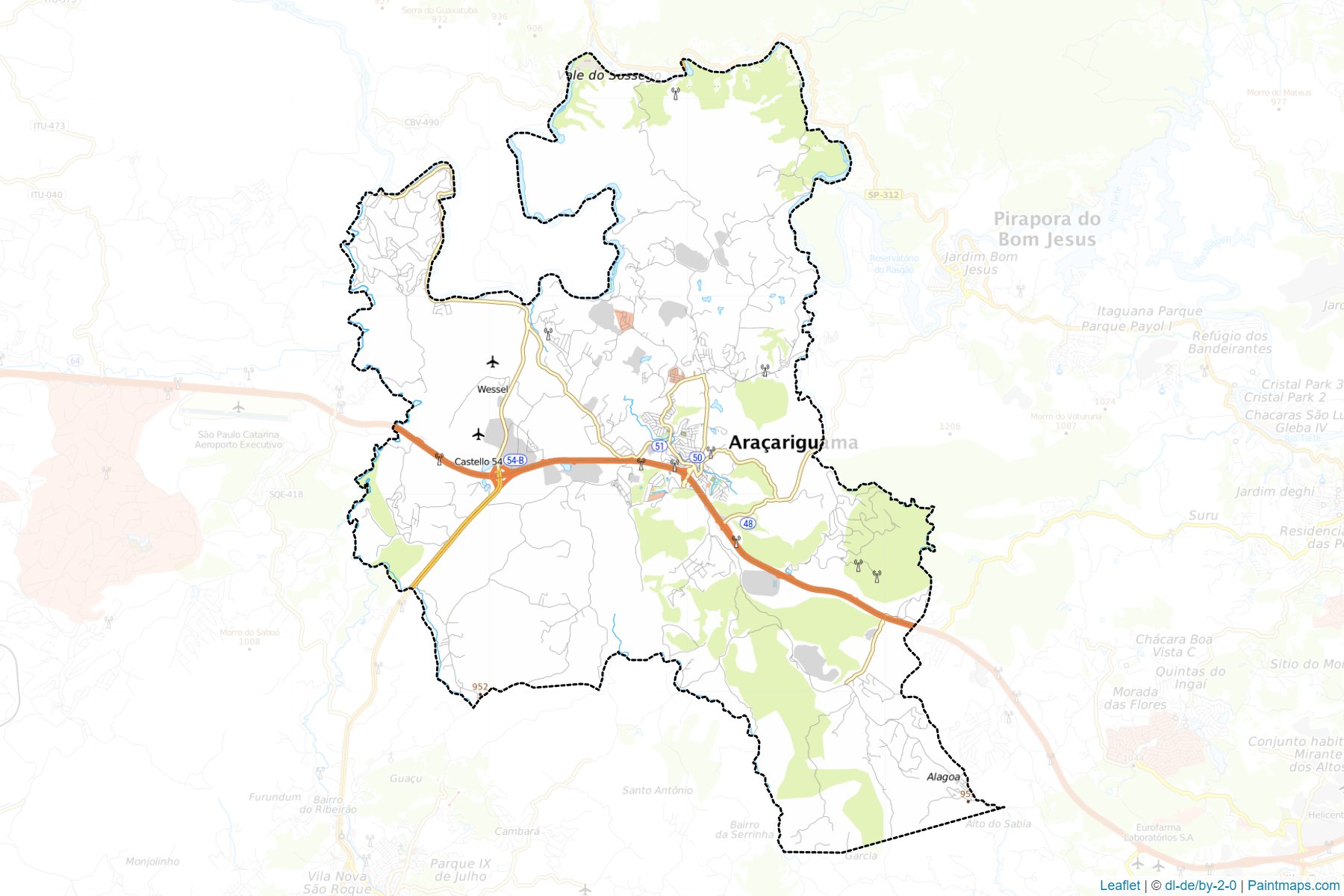 Muestras de recorte de mapas Aracariguama (Sao Paulo)-1