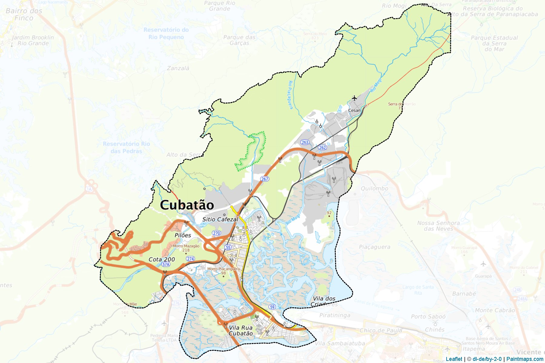 Muestras de recorte de mapas Cubatao (Sao Paulo)-1