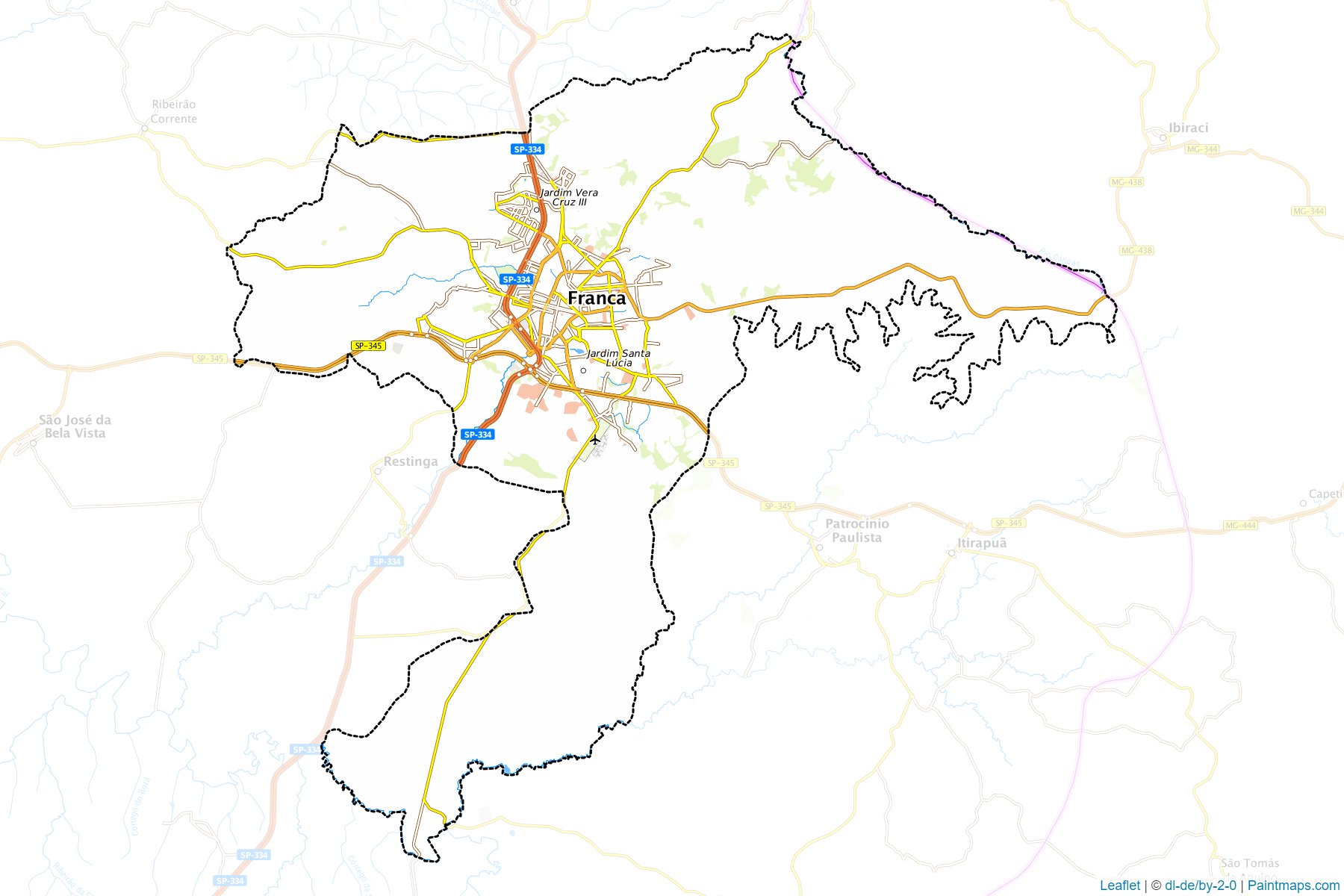 Muestras de recorte de mapas Franca (Sao Paulo)-1